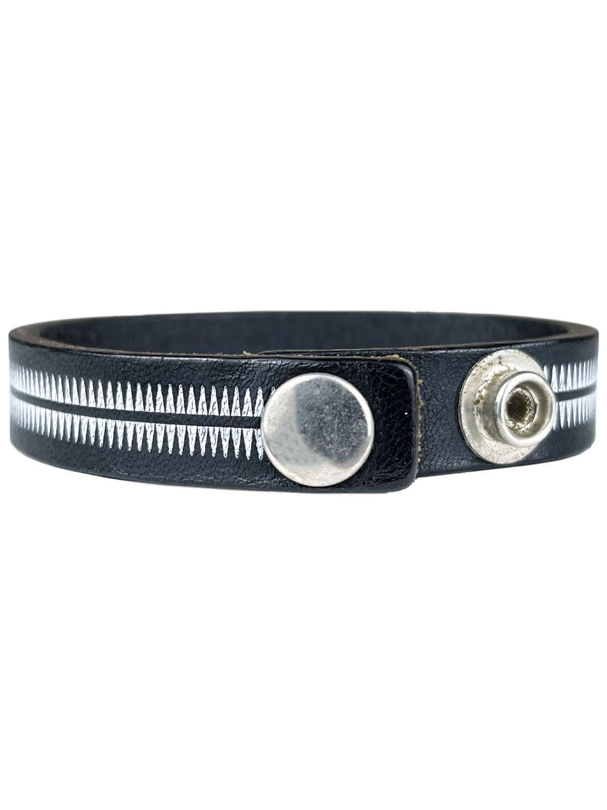 image of Undercover Giz Print Black Leather Bracelet, Men's