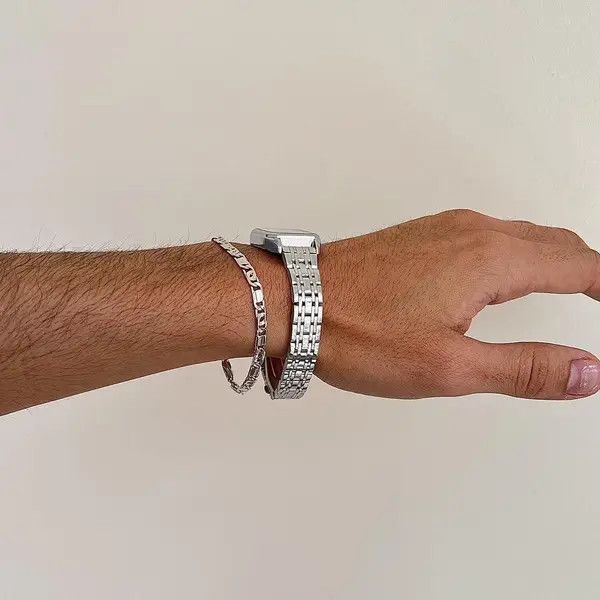 Jewelry 2000s vintage dope rectangle stainless steel quartz watch Size ONE SIZE - 2 Thumbnail