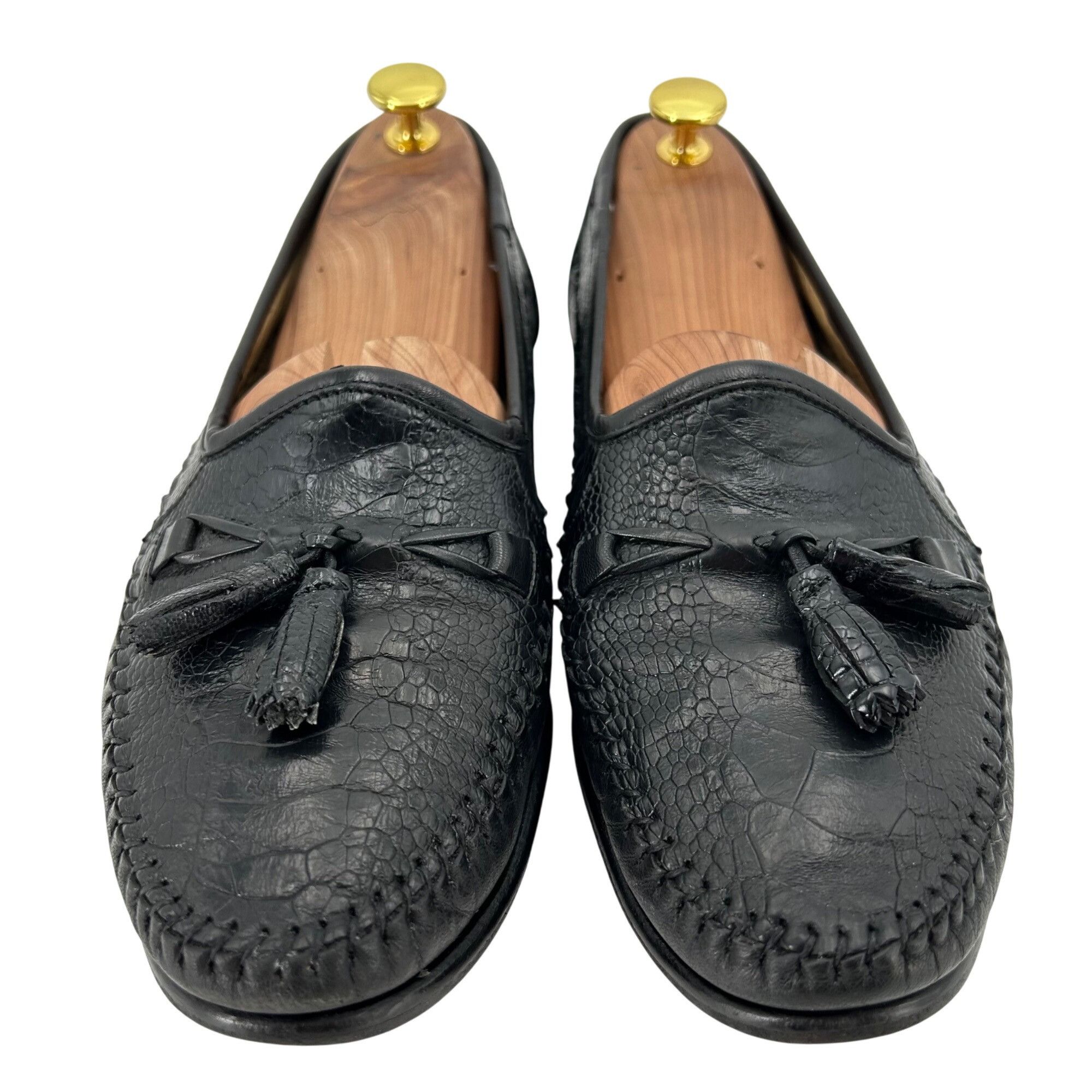 Zelli Vintage Zelli Men's Size 9M Black Exotic Ostrich Leg Leather Size US 9 / EU 42 - 3 Thumbnail