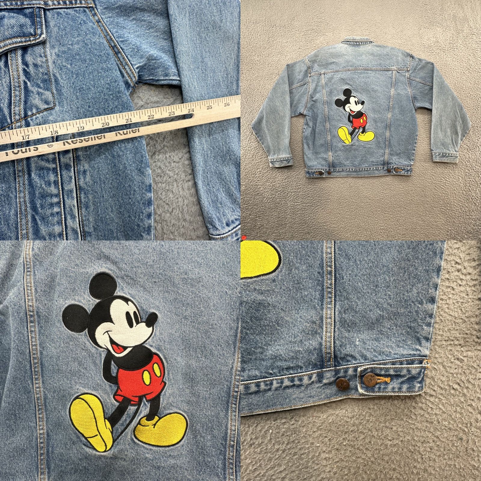 Disney VINTAGE Mickey Mouse Embroidered Denim Trucker Jacket Mens Medium Blue 90s USA Disney Inc. Jacket Size US M / EU 48-50 / 2 - 9 Thumbnail