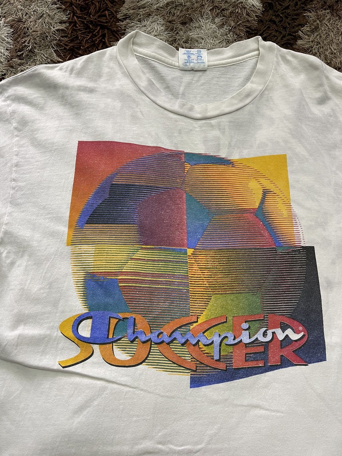 Champion × Vintage VINTAGE 90S CHAMPION SOCCER TEE VERY RARE Size US L / EU 52-54 / 3 - 2 Thumbnail