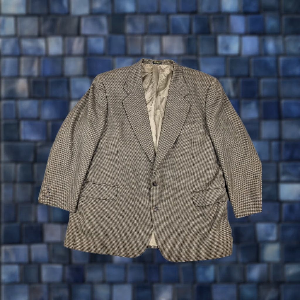 Oscar De La Renta Oscar de la Renta Blazer Mens 48R Brown Check Tweed Two Button Sport Coat Jacket Size 48R - 1 Thumbnail