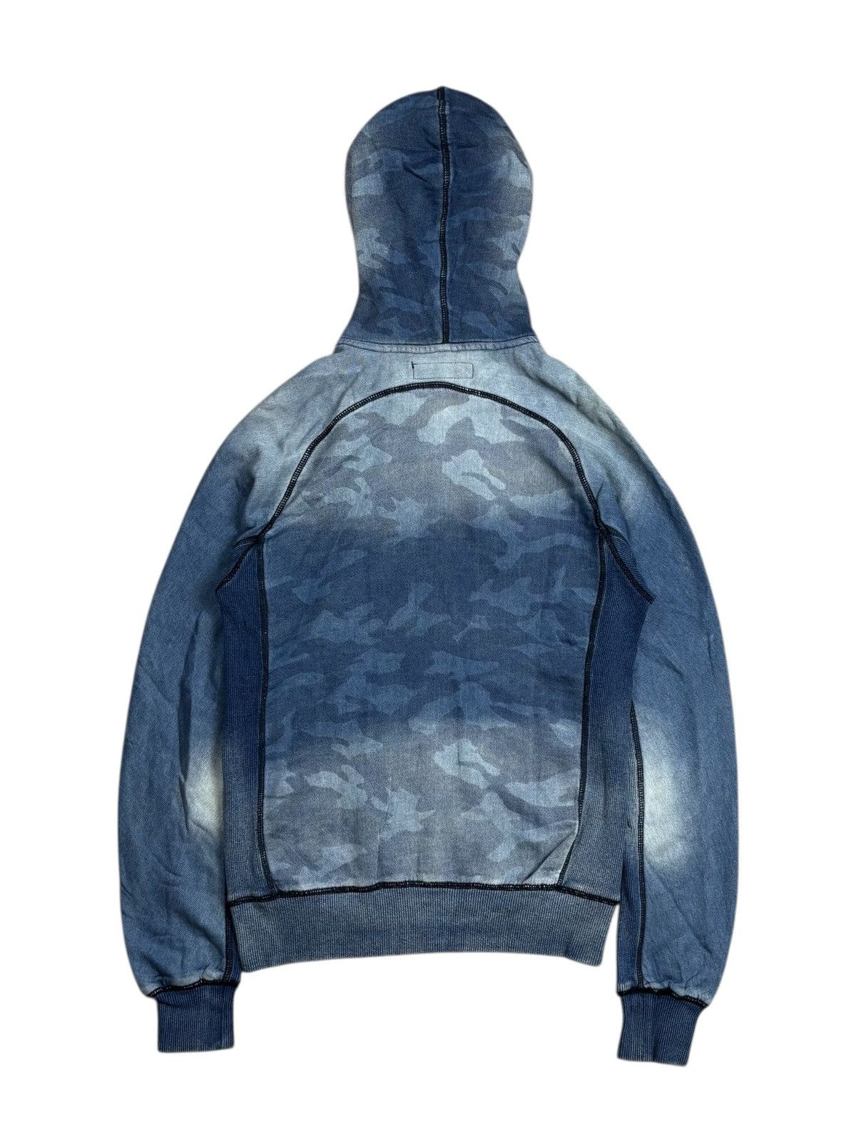 Hysteric Glamour 2000s 1PIU1GUALE3 - Washed Blue Camo Zip Hoodie Size US M / EU 48-50 / 2 - 2 Thumbnail