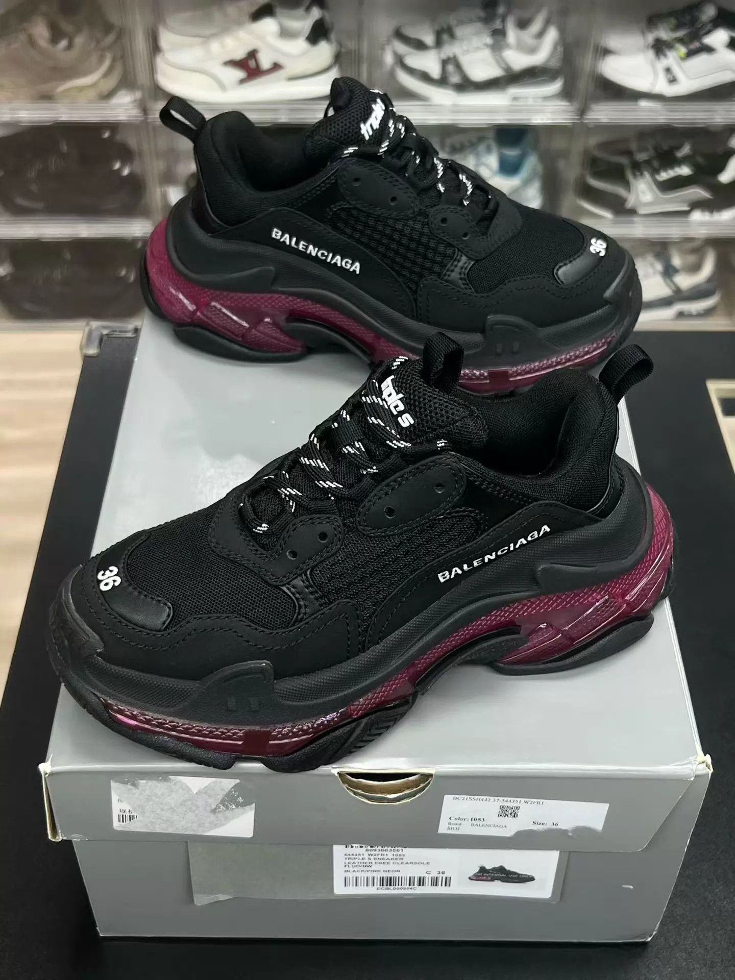 Balenciaga Balenciaga Triple S Women's Black & Pink 36 Size US 5.5 / IT 35.5 - 1 Thumbnail