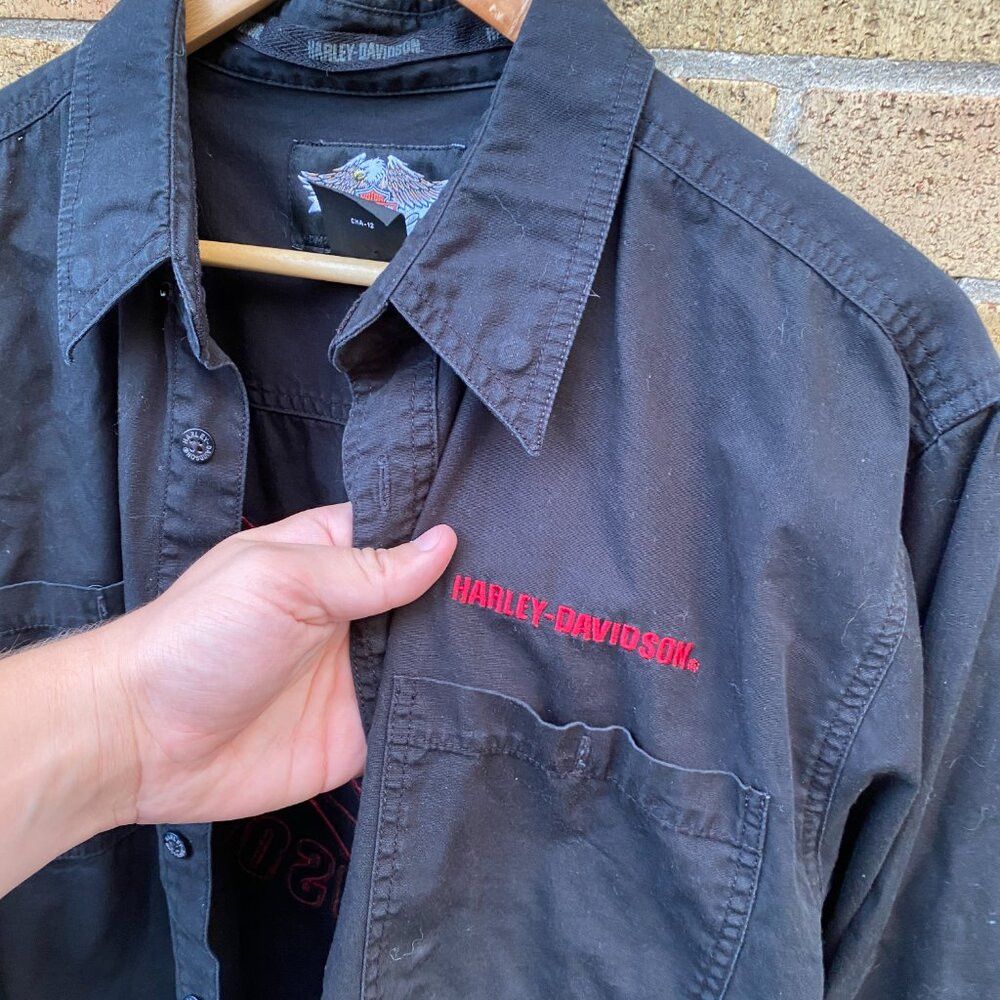 Harley Davidson × Vintage Vintage 90s Y2K Harley Davidson Embroidered Shirt Jacket Me Size US M / EU 48-50 / 2 - 8 Thumbnail