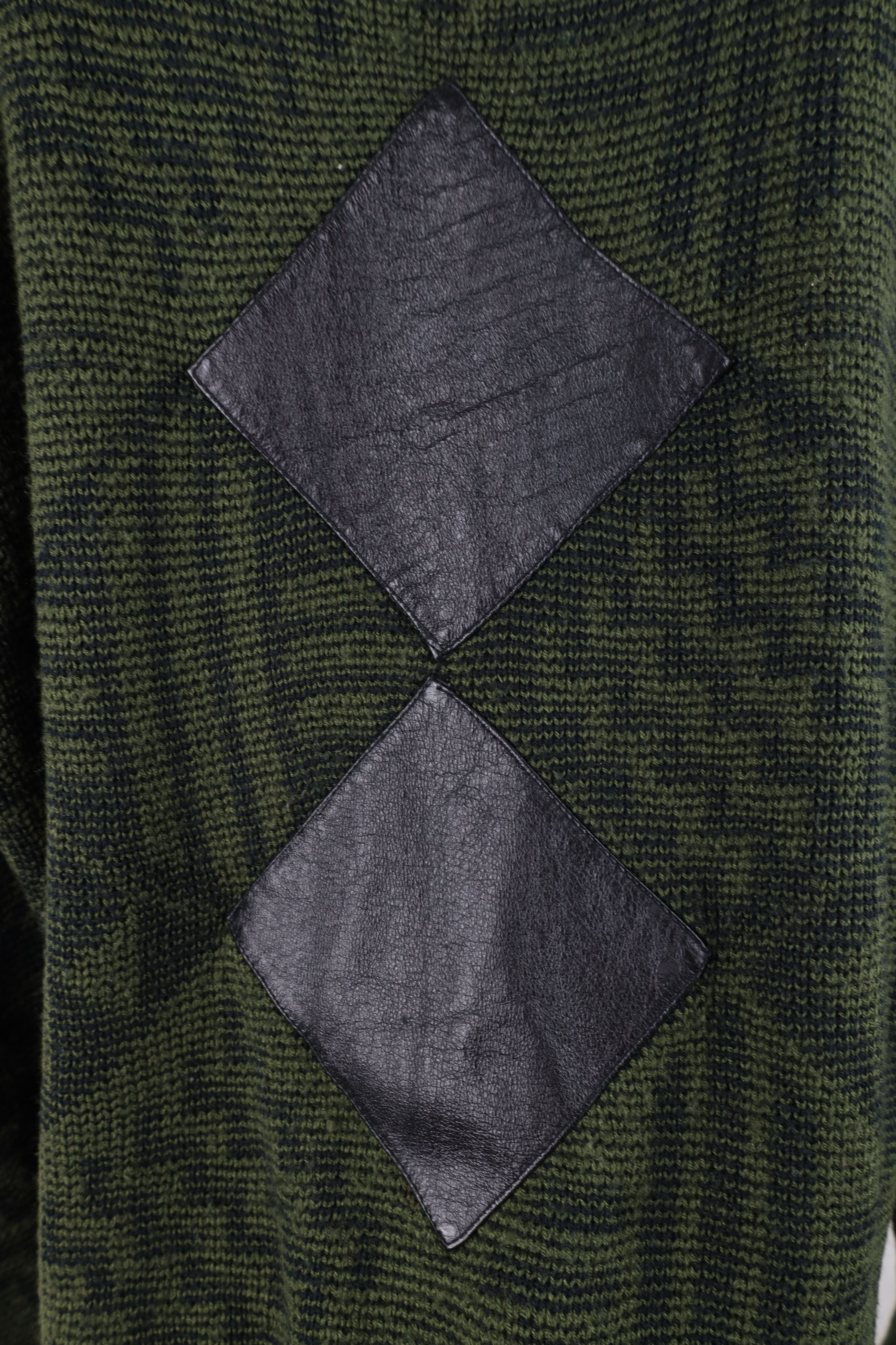 Vintage Vintage 90s Streetwear Patch Diamond Knit Sweater Green Size US M / EU 48-50 / 2 - 5 Thumbnail