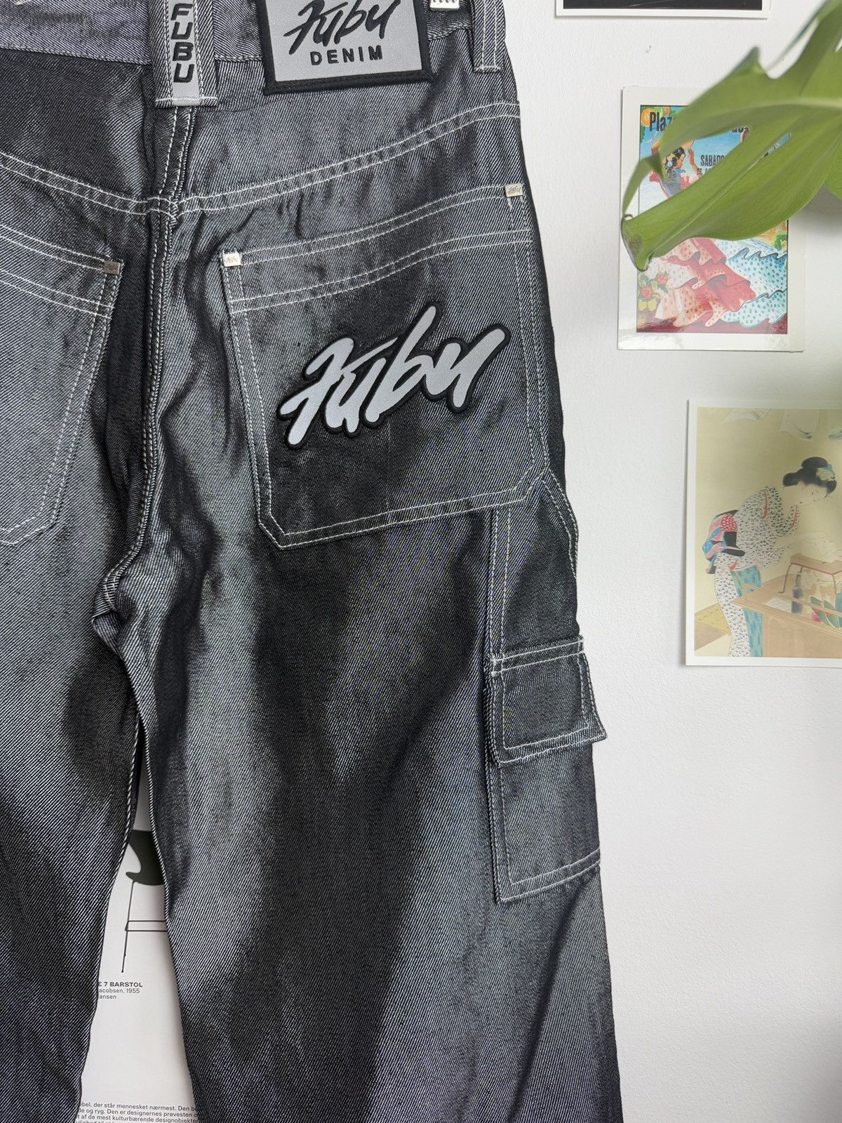 Fubu × Vintage Vintage y2k Fubu wide leg baggy carpenter metalic denim pants Size US 30 / EU 46 - 6 Thumbnail