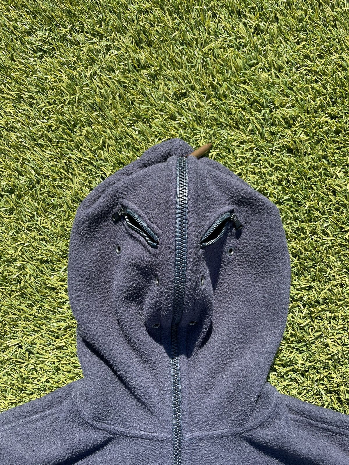 Vetements SS19 Vetements Navy Fleece Gimp Mask Zip Up Bullet