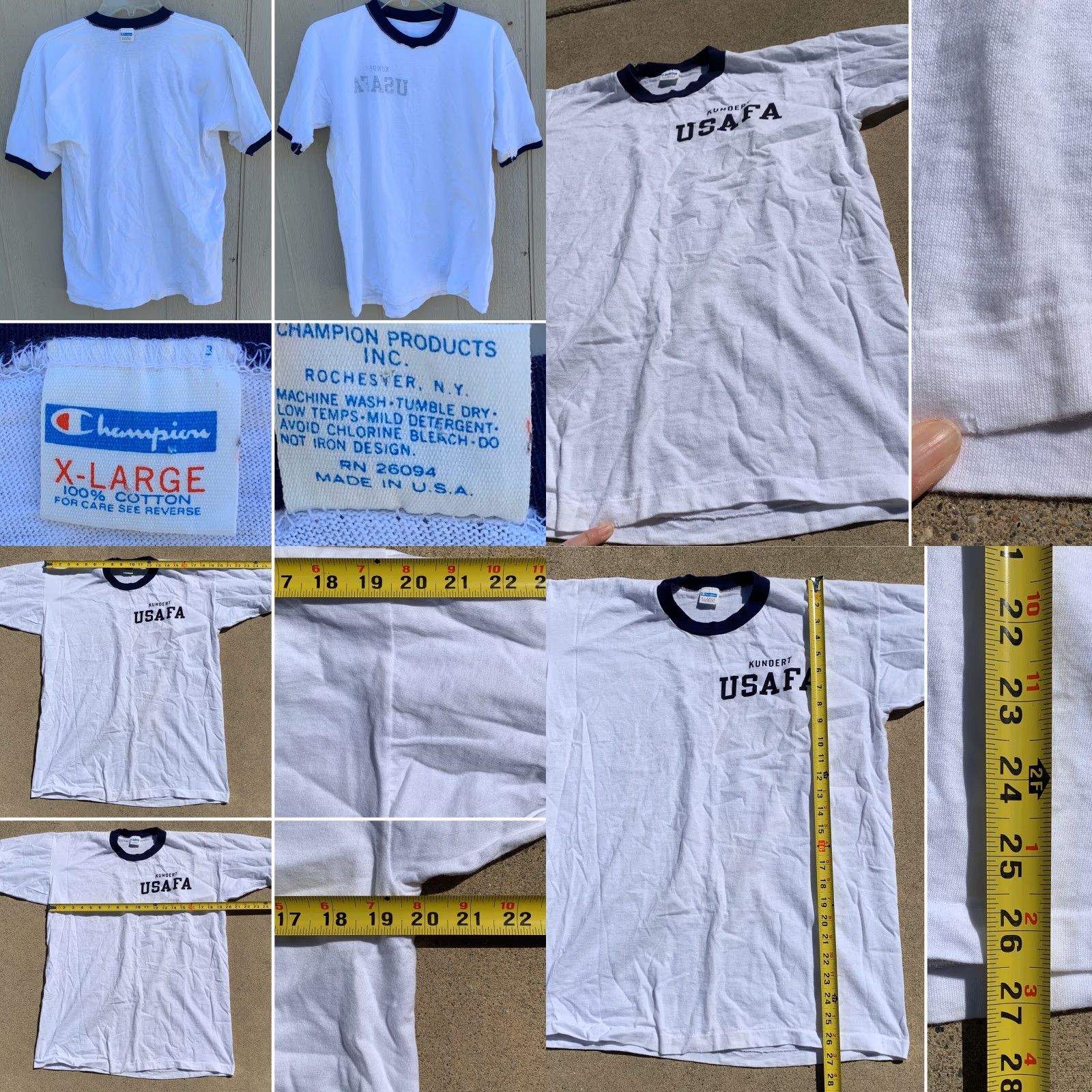 Champion VINTAGE Champion USAFA T Shirt Ringer Tee XL Men White 100% Cotton Short Sleeve Military/Landgirl Decade 1970s Size US XL / EU 56 / 4 - 8 Thumbnail