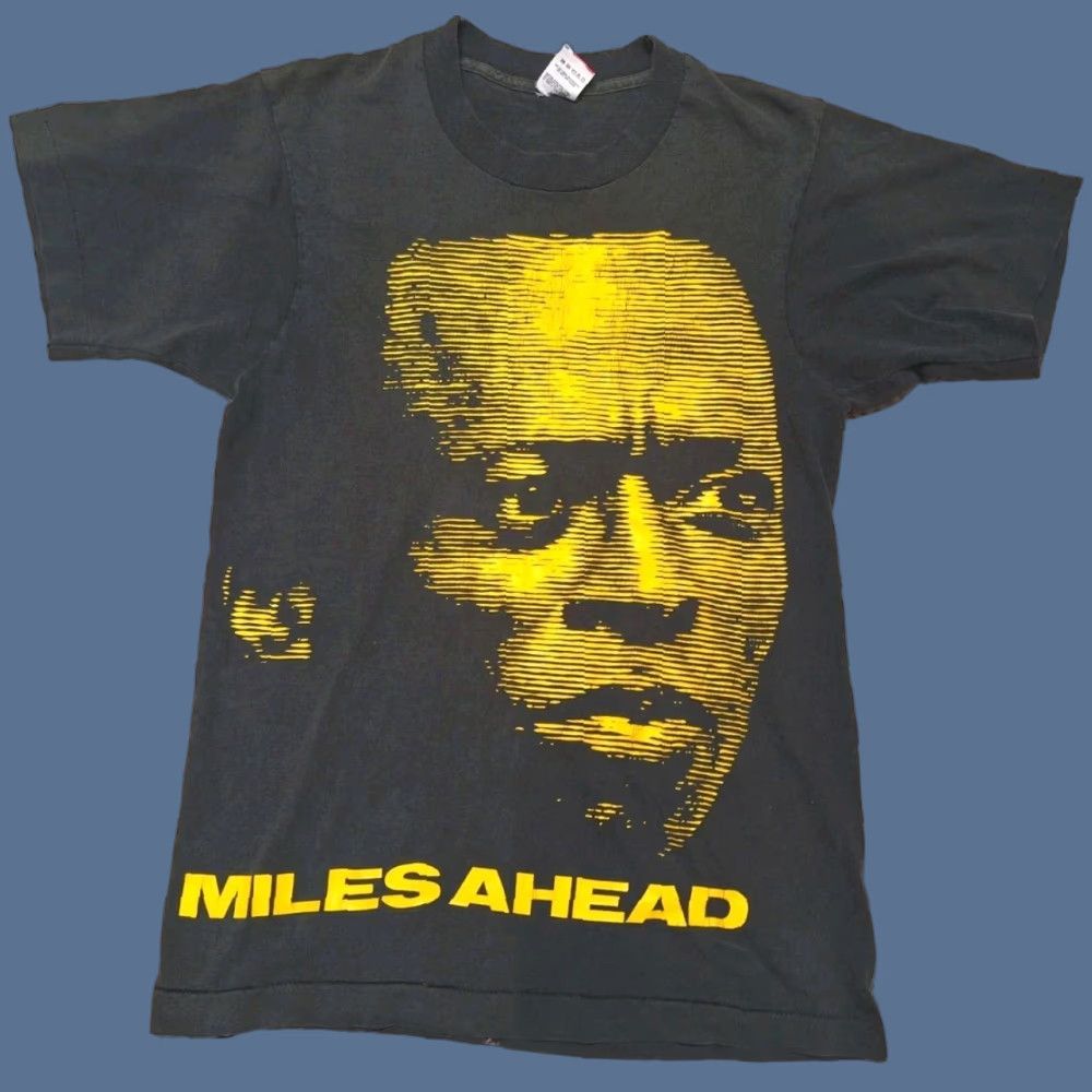 Vintage Miles Davis Miles Ahead Jazz Band Tour Rare Retro T-Shirt M Black Cotton Fruit of the Loom Crew Neck Short Sleeve Jazz 80s Music Men T-Shirt M
