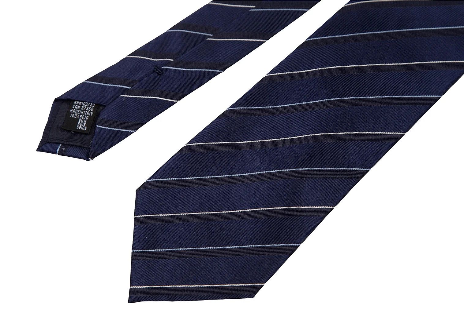 Emporio Armani Silk Regimental Stripe Tie in Blue Size ONE SIZE - 6 Thumbnail