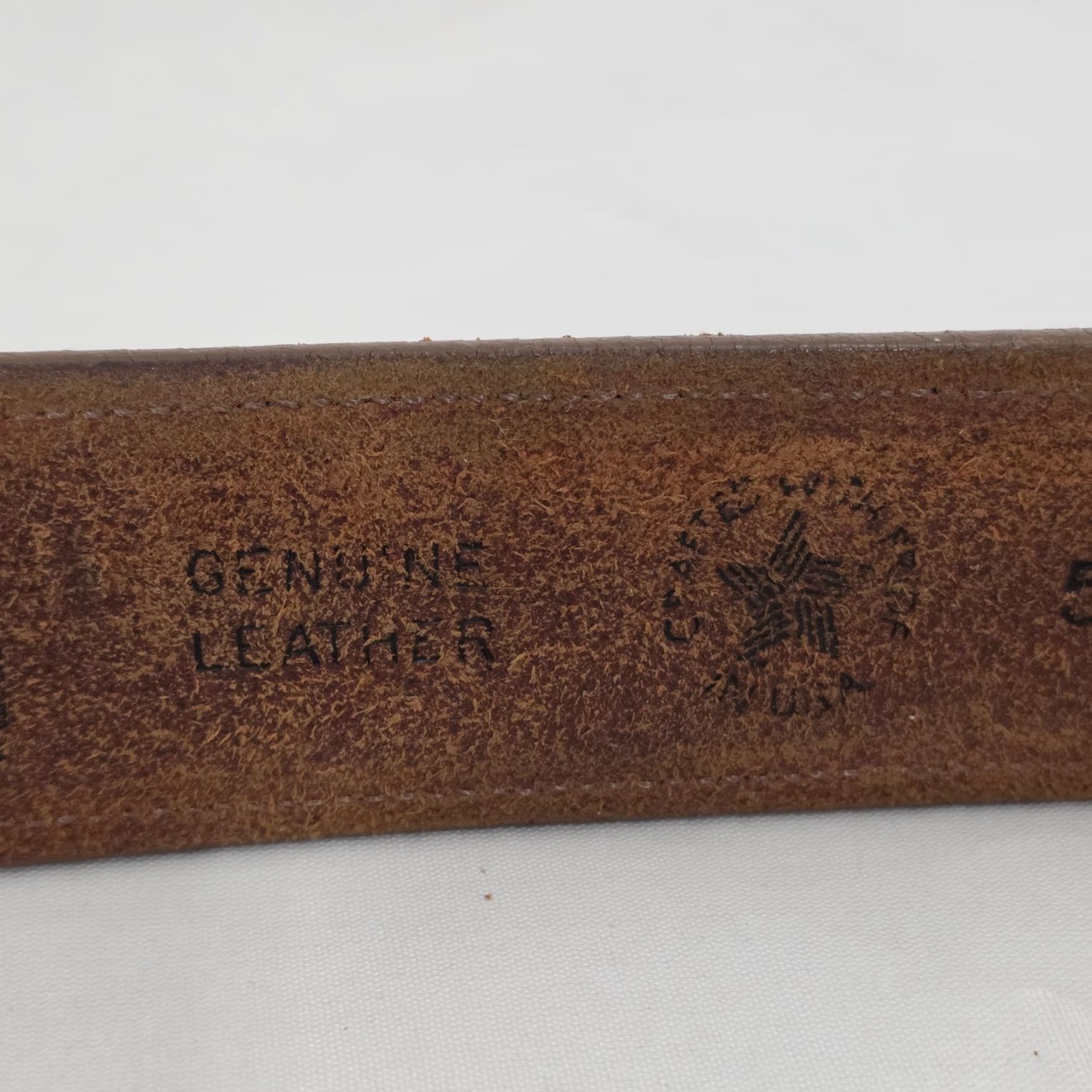 Vintage Nadim Western Belt Genuine Leather Size 38 Brown USA Buckle Accents 1 3/8 in Belt Men Size 38 - 5 Thumbnail