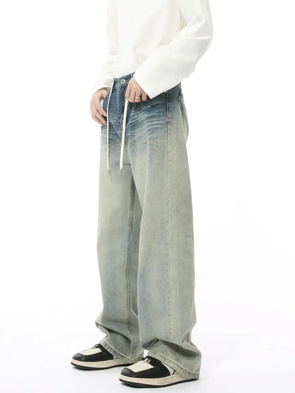 Japanese Brand Retro loose straight leg gradient jeans Size US 32 / EU 48 - 1 Thumbnail
