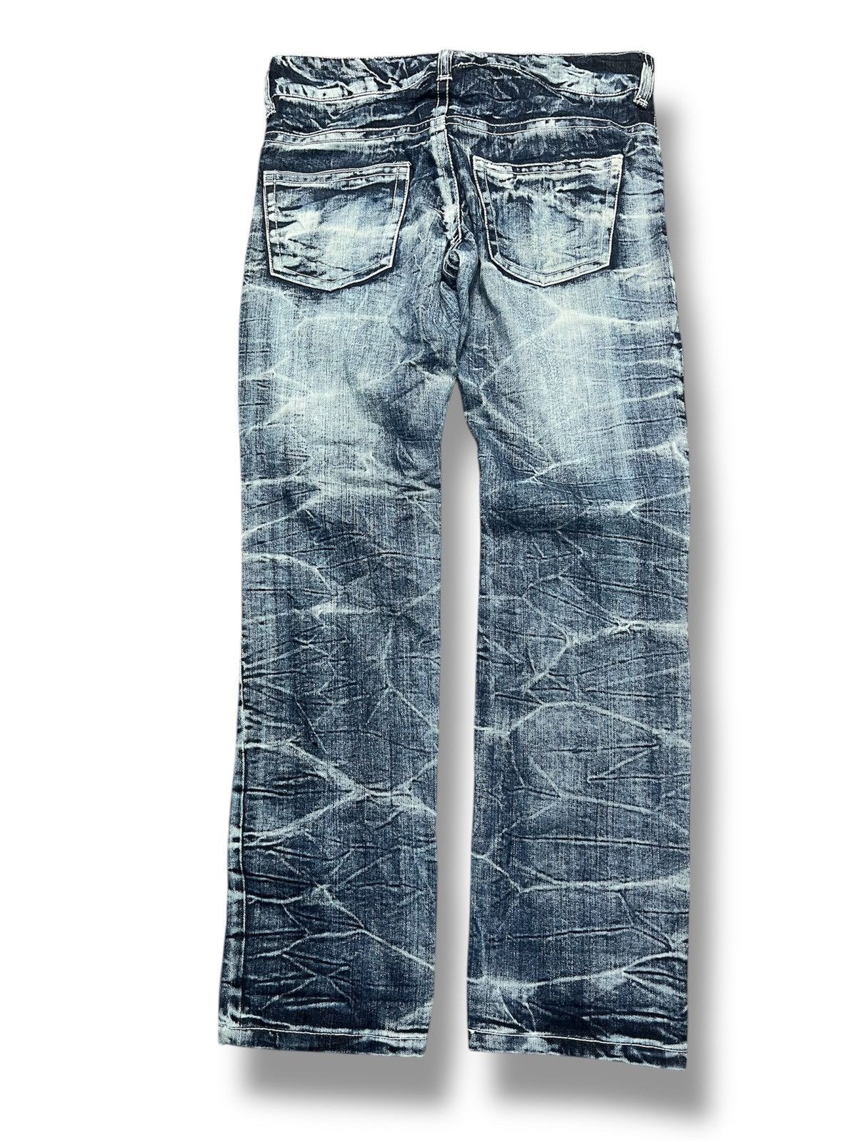 Japanese Brand RARE Distressed Crinkle Denim Jeans (42) Size 33" - 2 Thumbnail