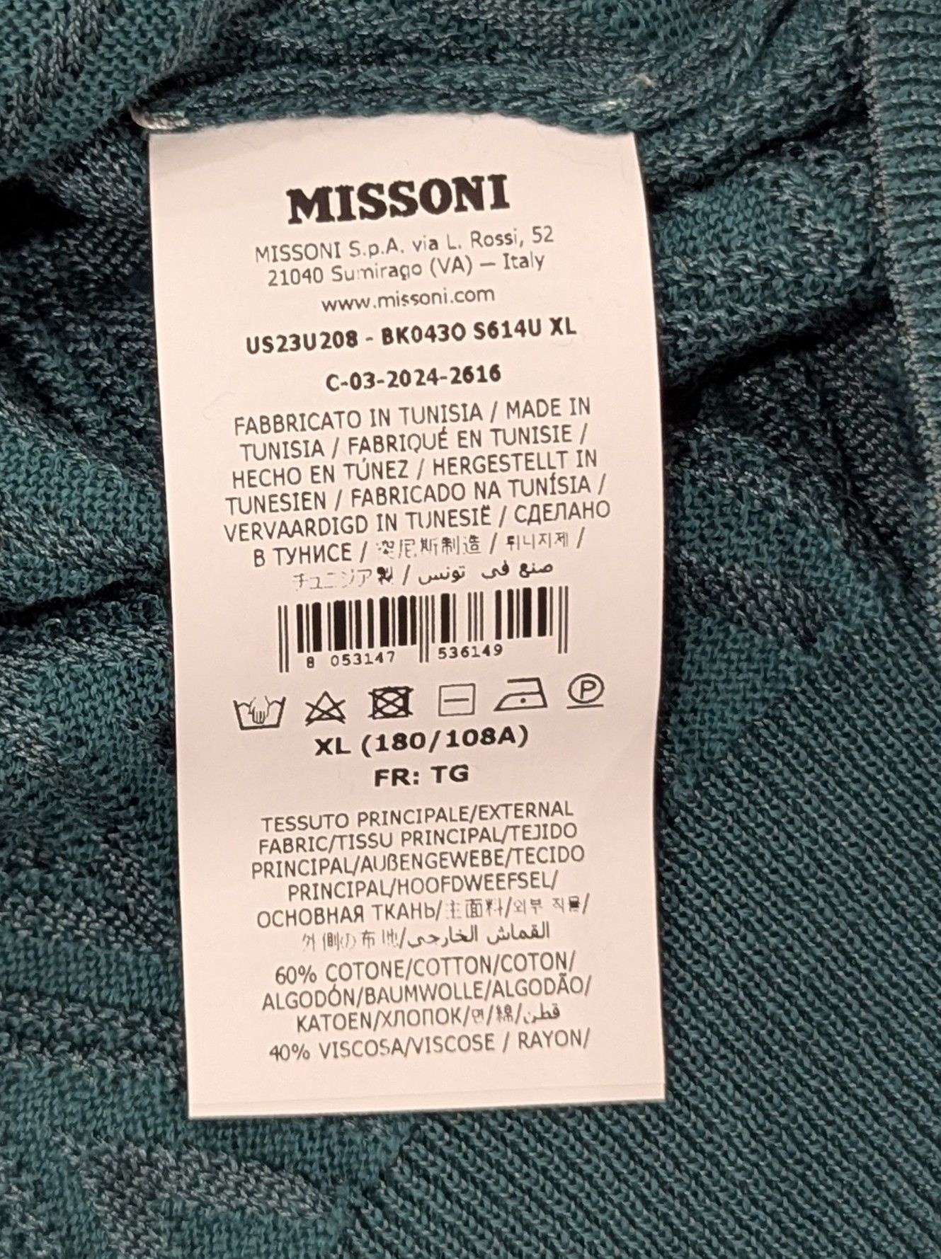 Missoni Missoni Textured Chevron Johnny Collar Polo Shirt Green XL Size US XL / EU 56 / 4 - 4 Thumbnail