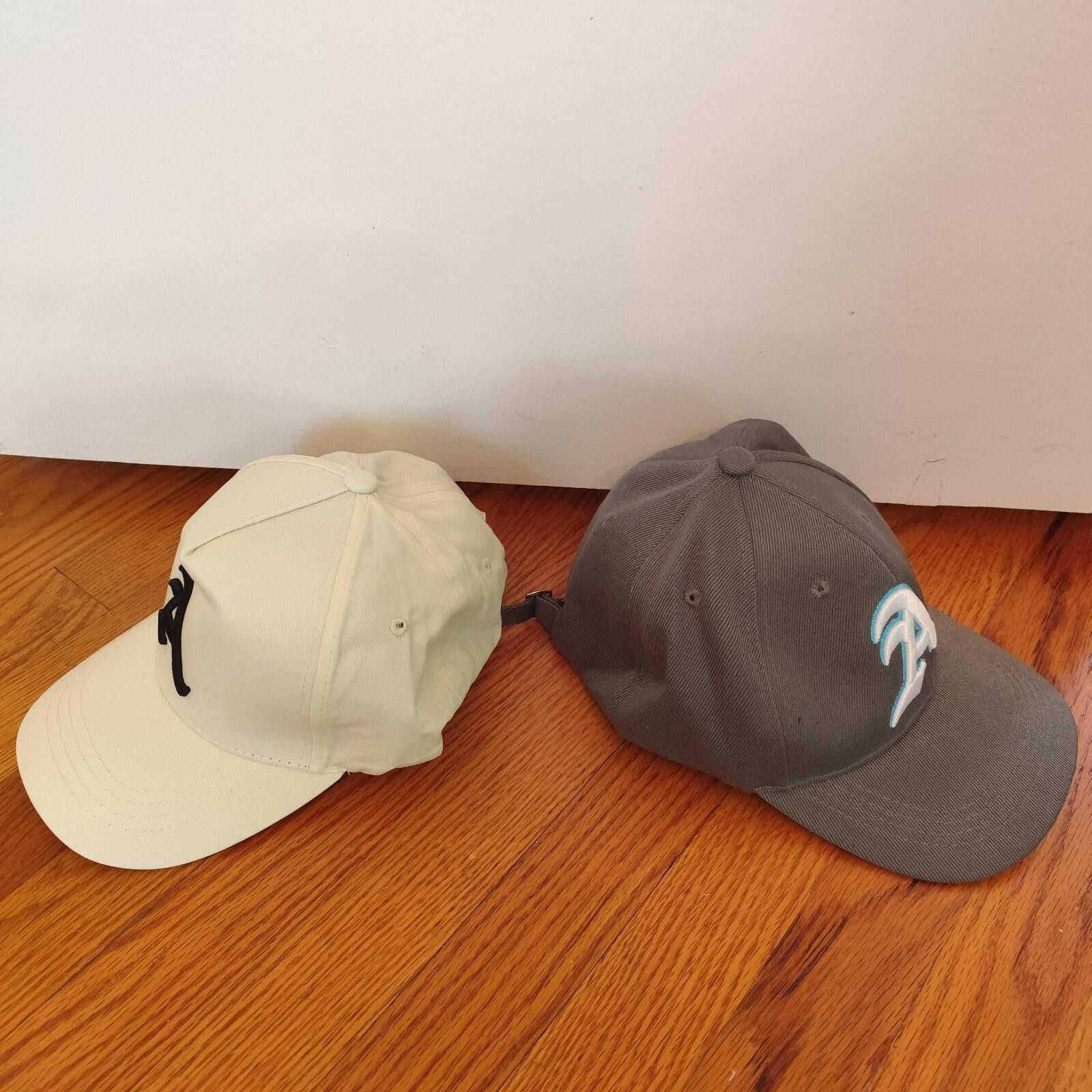 The Unbranded Brand Lot Of 2 A Hats Embroidered Logo Tan,Gray Strapback Hat Size ONE SIZE - 2 Thumbnail