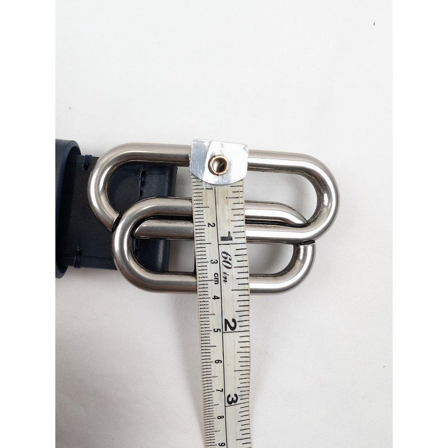 Balenciaga o1rshd1 Size:90 CM / Natural Calf Large BB Belt in Navy Blue Size 36 - 13 Thumbnail