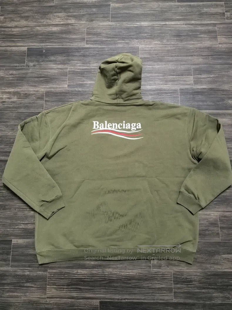 Balenciaga Balenciaga Army Green Embroidered Logo Distressed Hoodie Size US XS / EU 42 / 0 - 2 Thumbnail