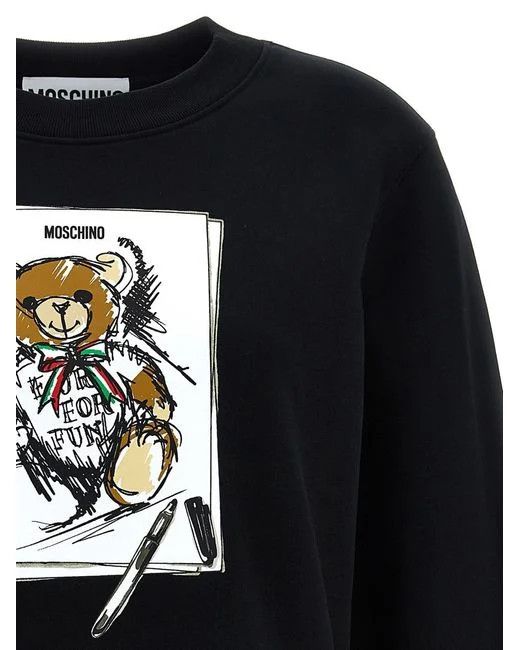 Moschino o1s22i1n0824 Teddy Bear Sweatshirt in Black Size L / US 10 / IT 46 - 3 Thumbnail