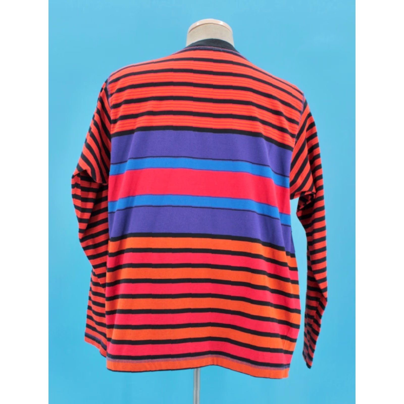 Vintage VINTAGE Men’s Marithe Francois Girbaud 90s Striped Long Sleeve Shirt L Orange Mens Size US L / EU 52-54 / 3 - 3 Thumbnail