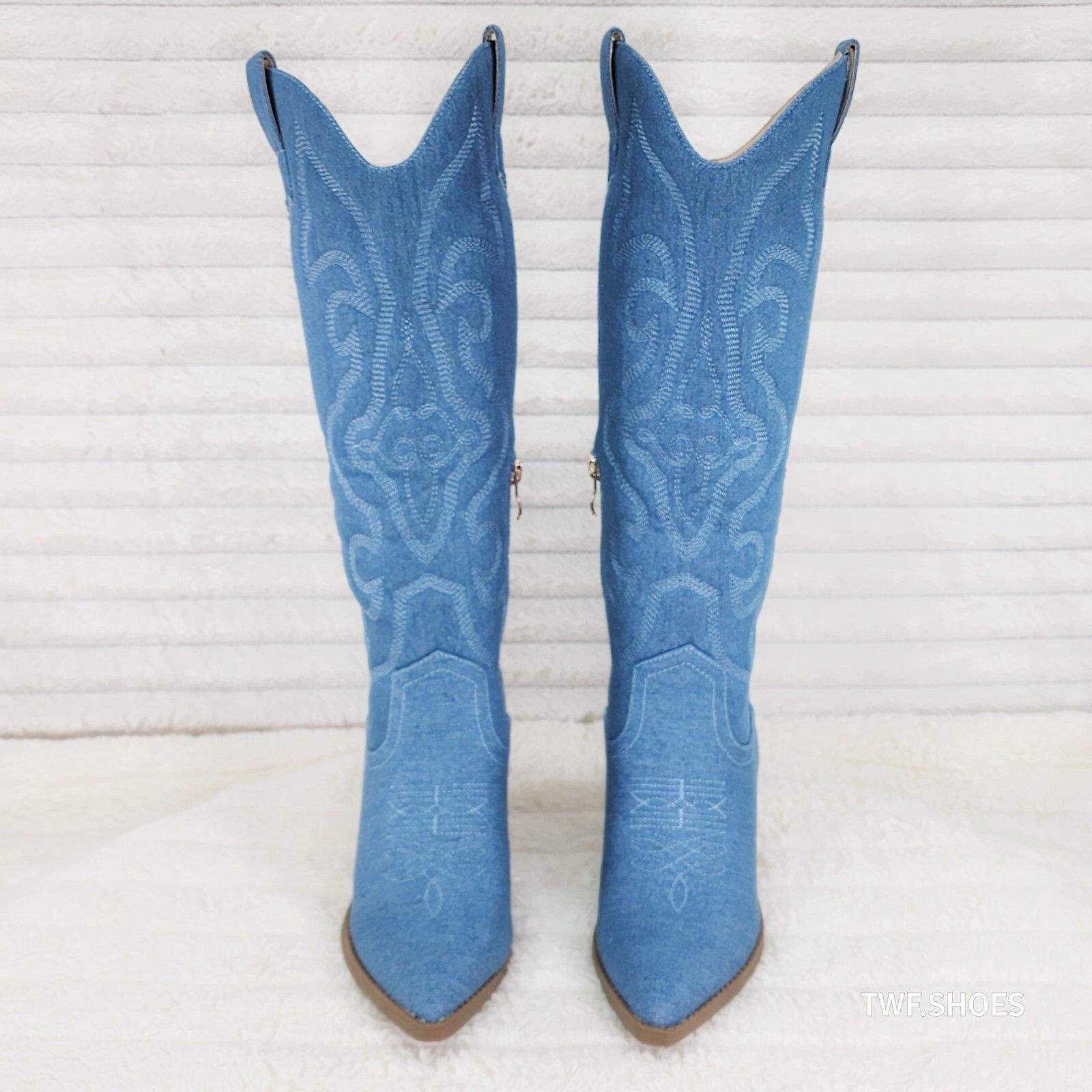 Other Country Rocker Cowboy Medium Denim Stitched Western Knee Hig Size US 10 / IT 40 - 2 Thumbnail