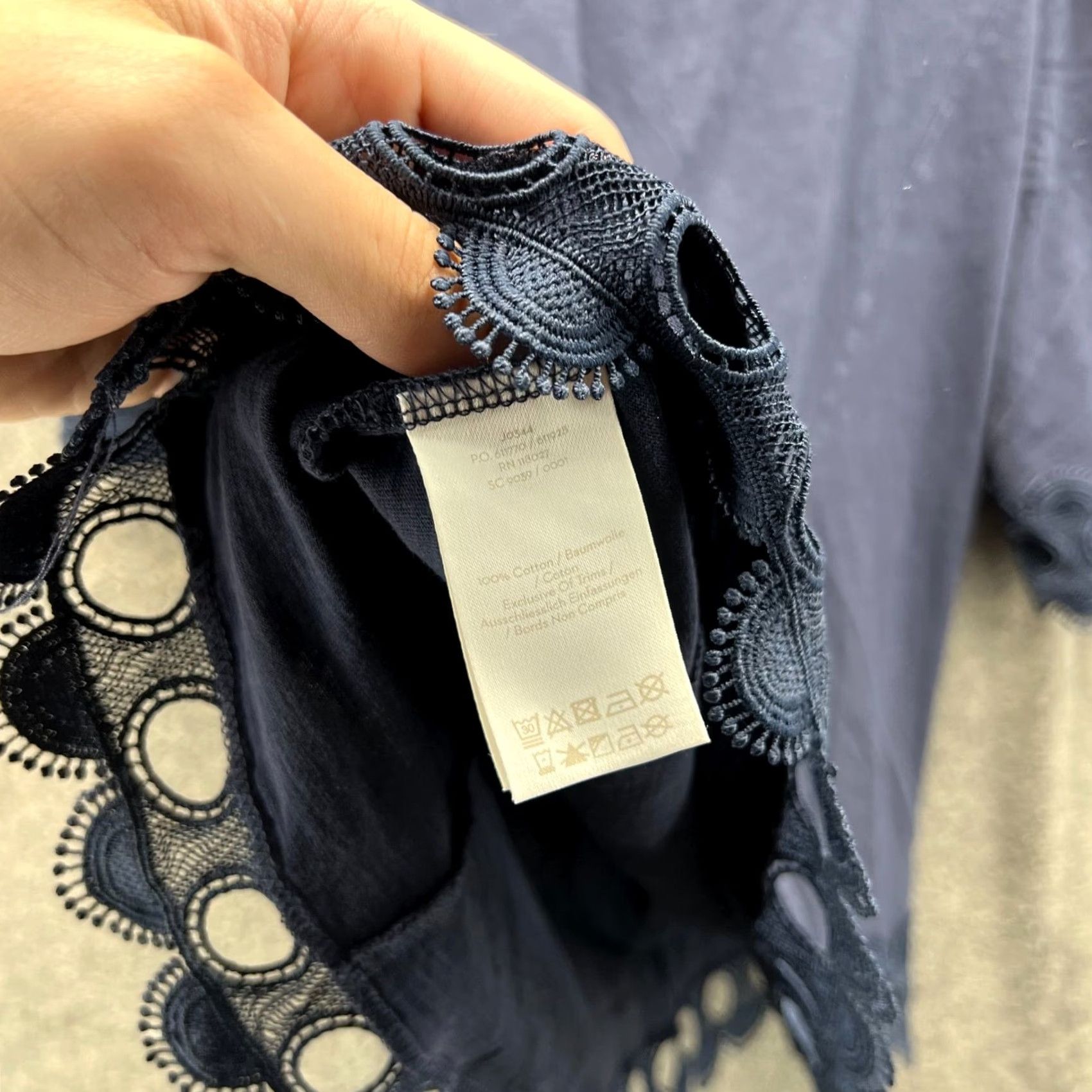 Boden Boden Blouse Womens US 6 Navy Blue Cotton Eyelet Lace Trim Boho Peasant Top Shirt Short Sleeve Pullover Regular Women 6 Blue Lace Peasant Womens Size M / US 6-8 / IT 42-44 - 3 Thumbnail