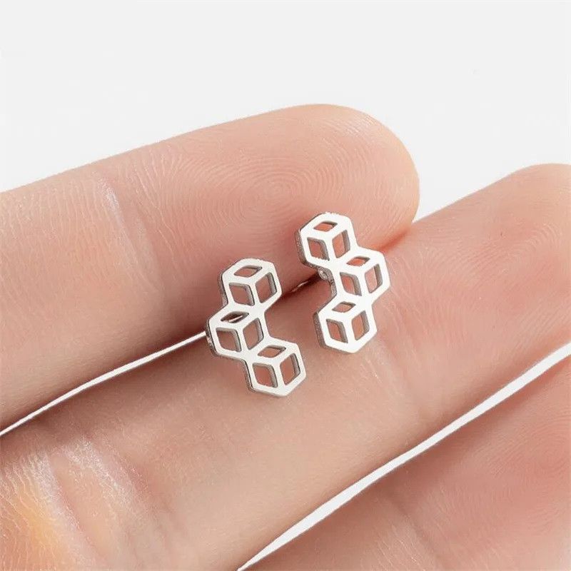 Jewelry Multiple Cube Cat Stud Earrings Charm Earring Gift Size ONE SIZE - 1 Thumbnail