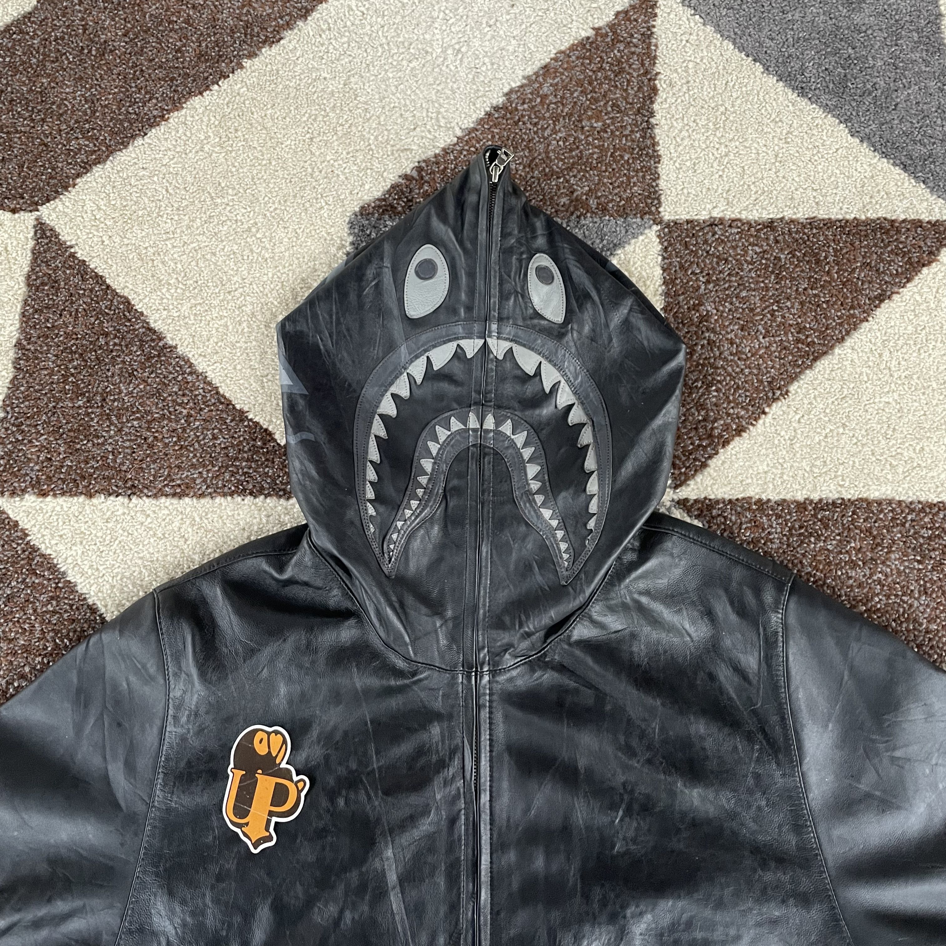 Bape 2008 Bape Shark Leather Hoodie Size US XL / EU 56 / 4 - 3 Thumbnail