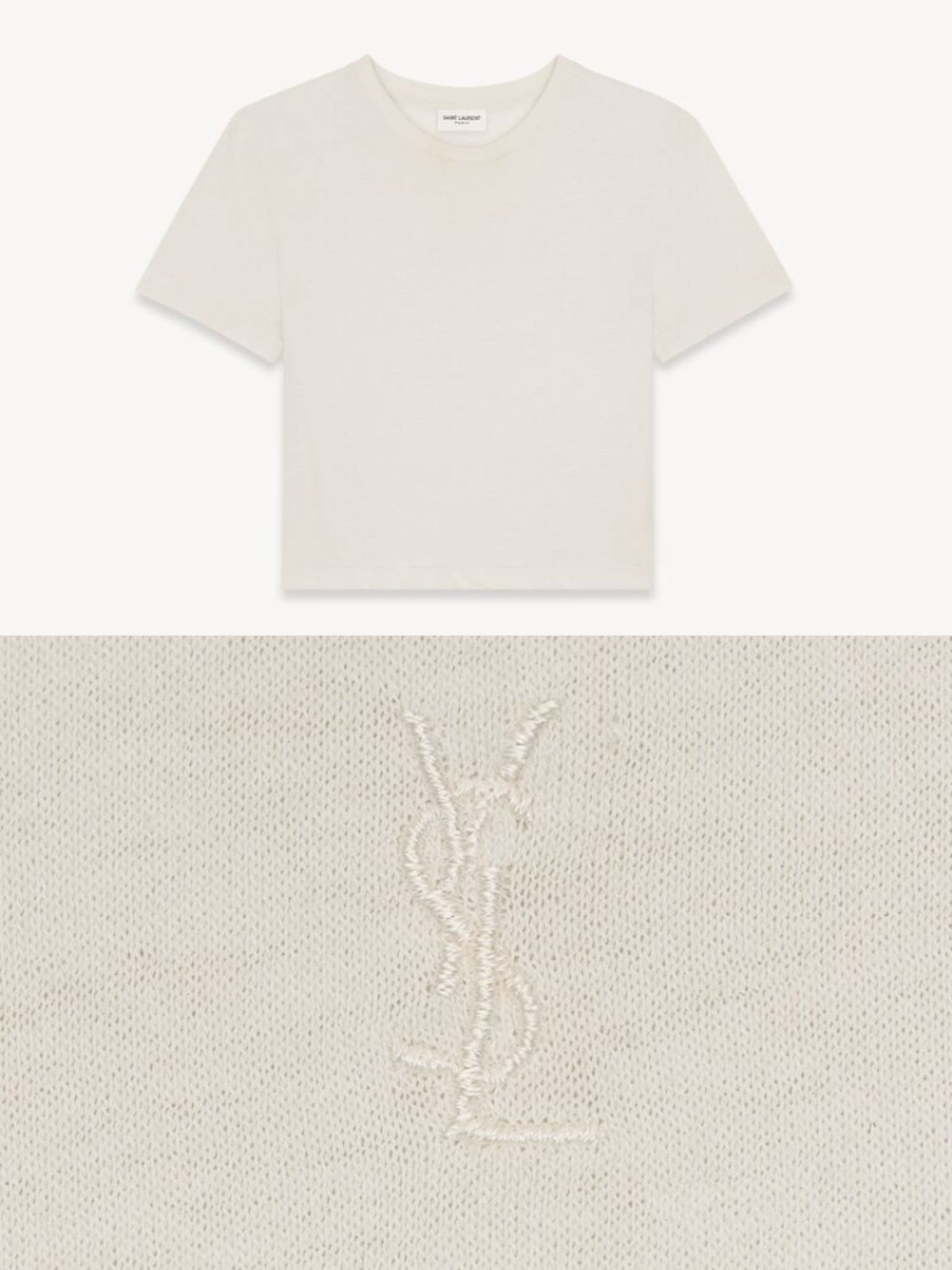 Saint Laurent Paris o1b1hav110525 Women’s Cassandre Cropped T-Shirt in Off White Size S / US 4 / IT 40 - 2 Thumbnail
