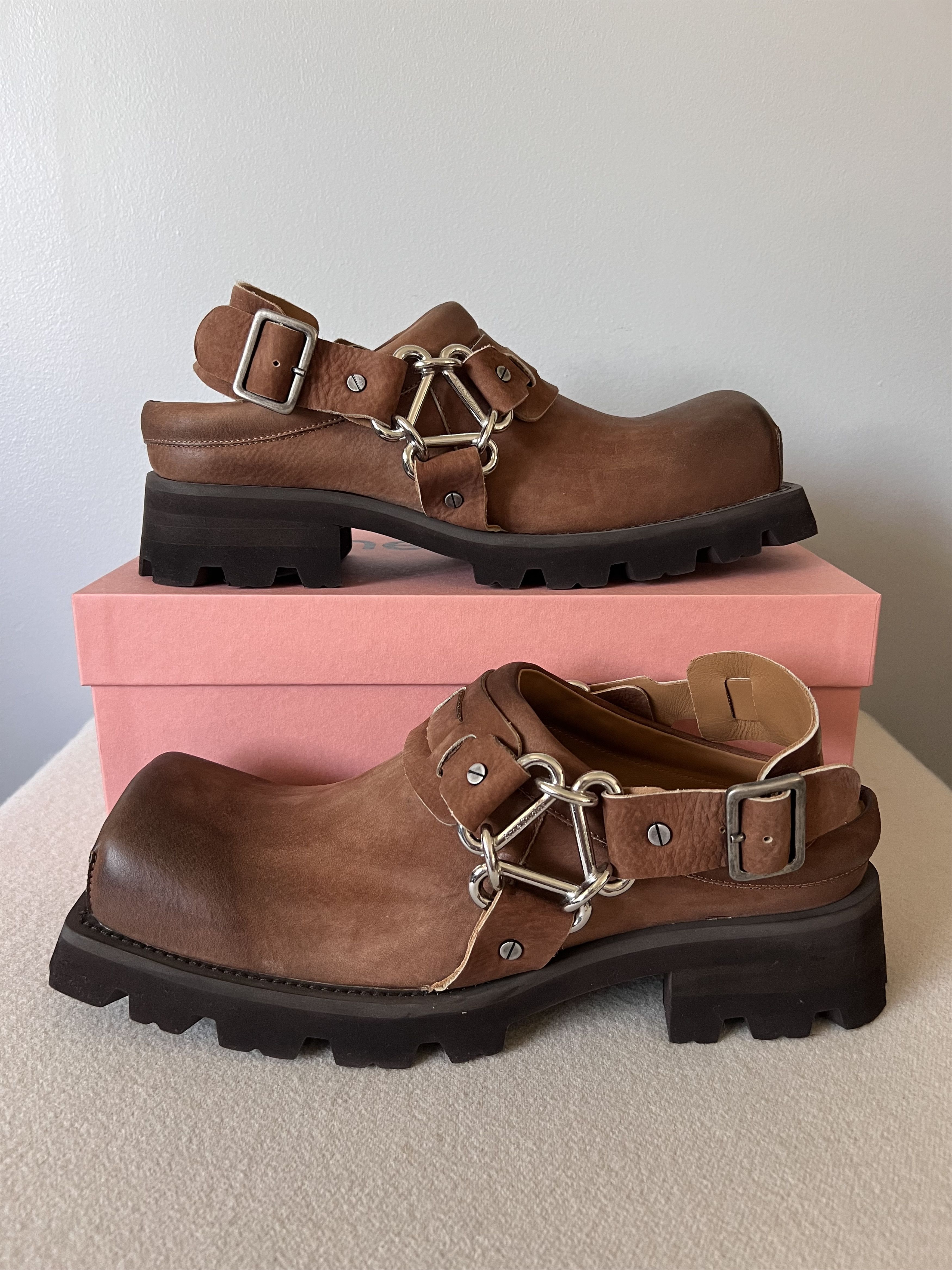 Acne Studios Acne Studios Buckle Leather Mules in Brown Size US 12 / EU 45 - 2 Thumbnail