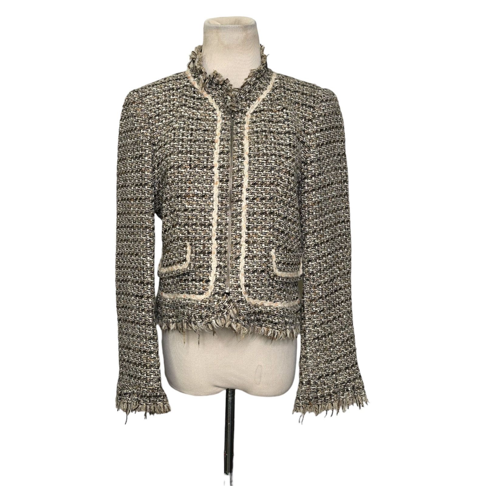 Holt Renfrew Renfrew brown woven fringe zippered jacket blazer size 6 Size M / US 6-8 / IT 42-44 - 13 Thumbnail