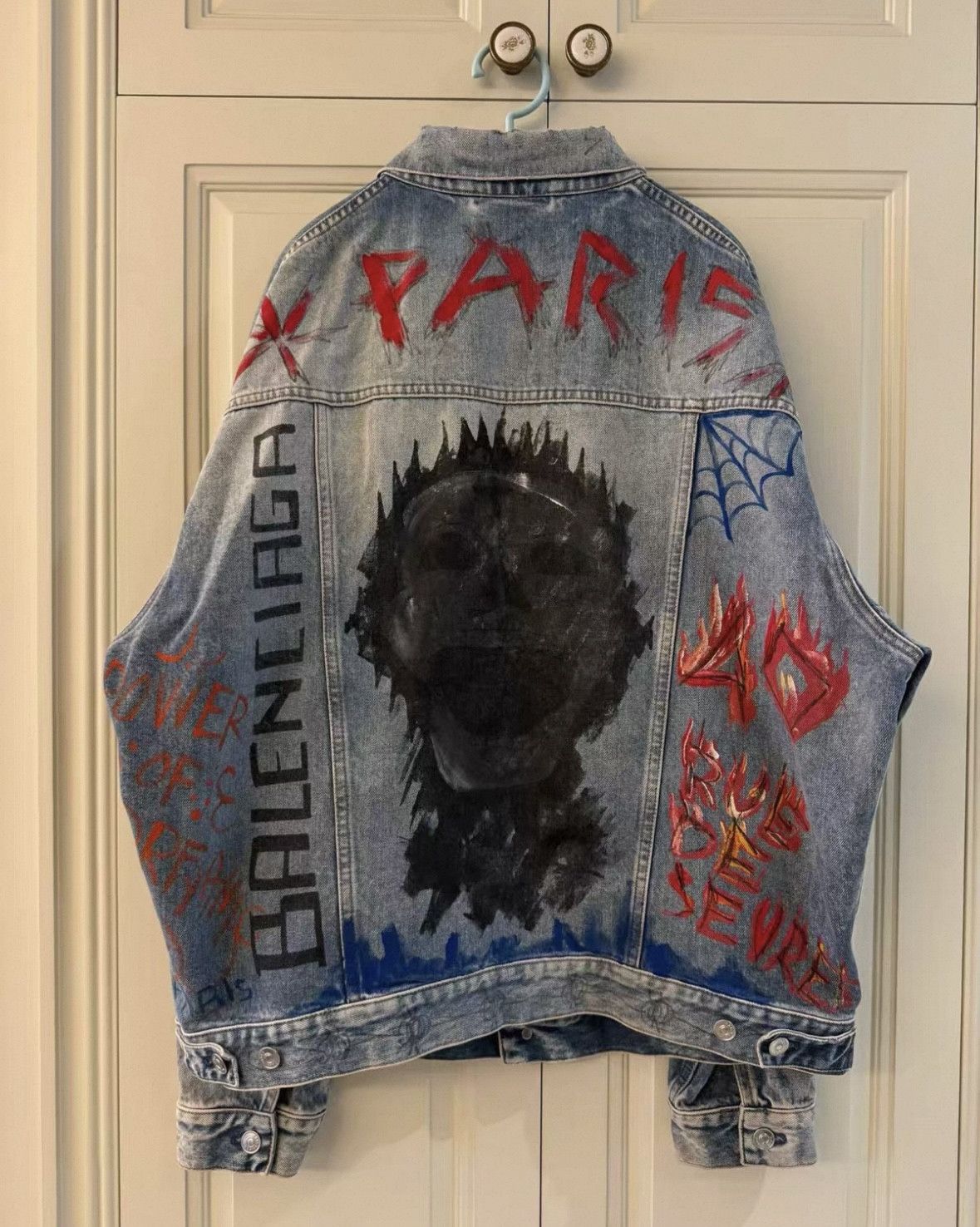 Balenciaga Balenciaga latest blue checkered graffiti logo denim jacket Size US XS / EU 42 / 0 - 2 Thumbnail
