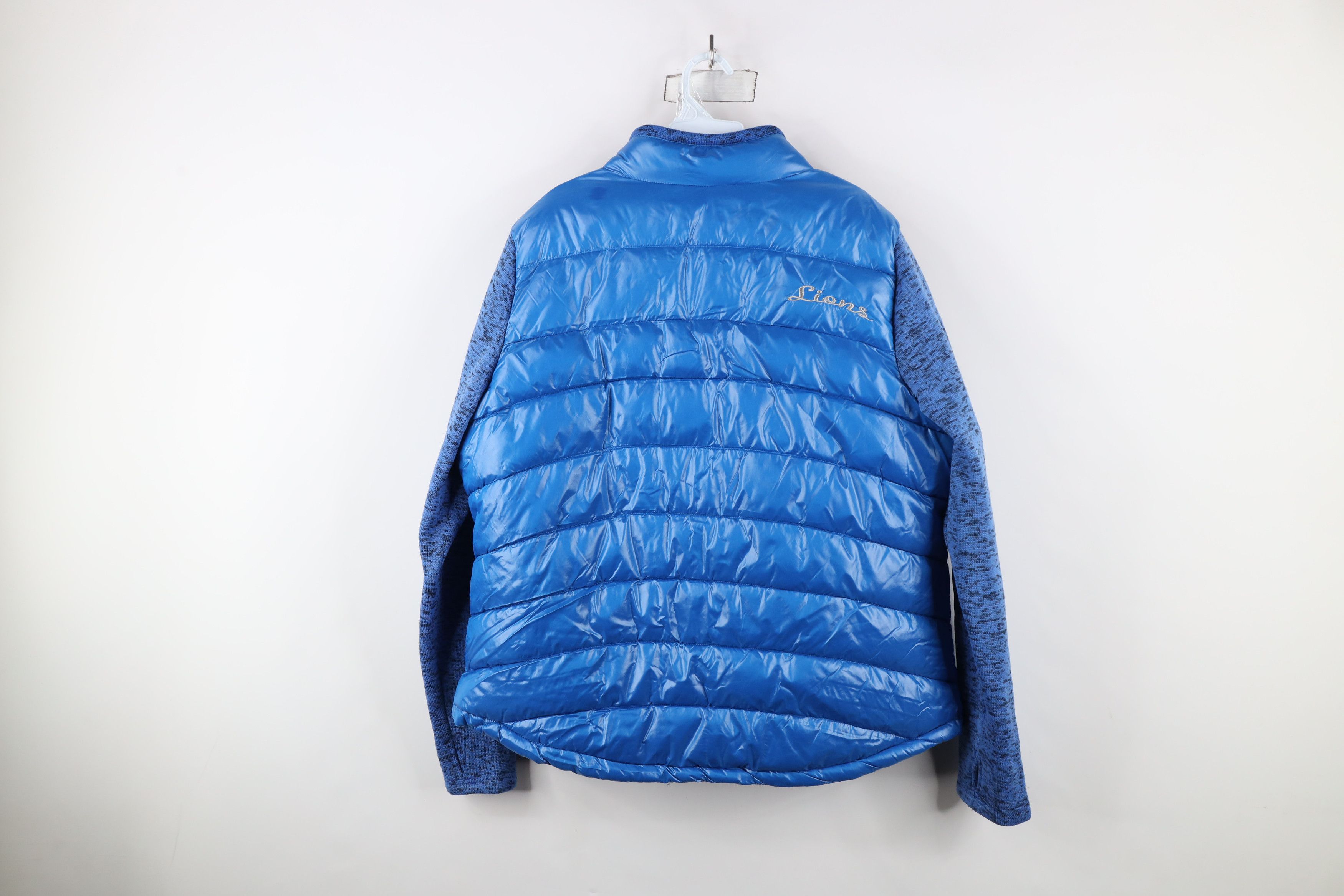 Vintage Vintage NFL Lions Football Puffer Sweater Jacket Blue Size XXL / US 16-18 / IT 52-54 - 13 Thumbnail