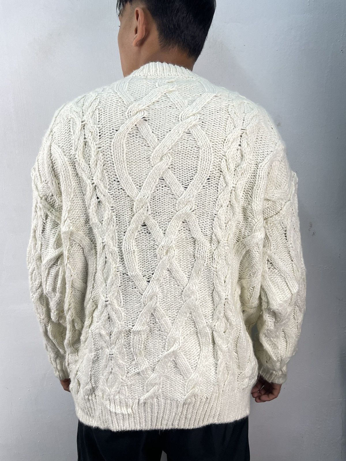 Undercover 🇯🇵 Undercover Sweater Cable Knit Oversized Baggy White Size US L / EU 52-54 / 3 - 2 Thumbnail