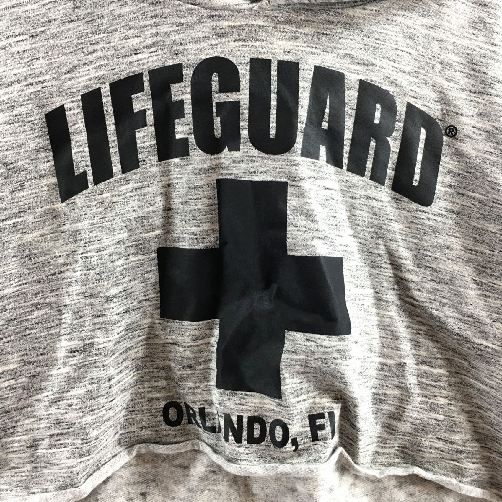 Vintage Lifeguard Hoodie Womens Large Gray Heather Cropped Pullover Graphic Pop Surf Shirt Size L / US 10 / IT 46 - 4 Thumbnail