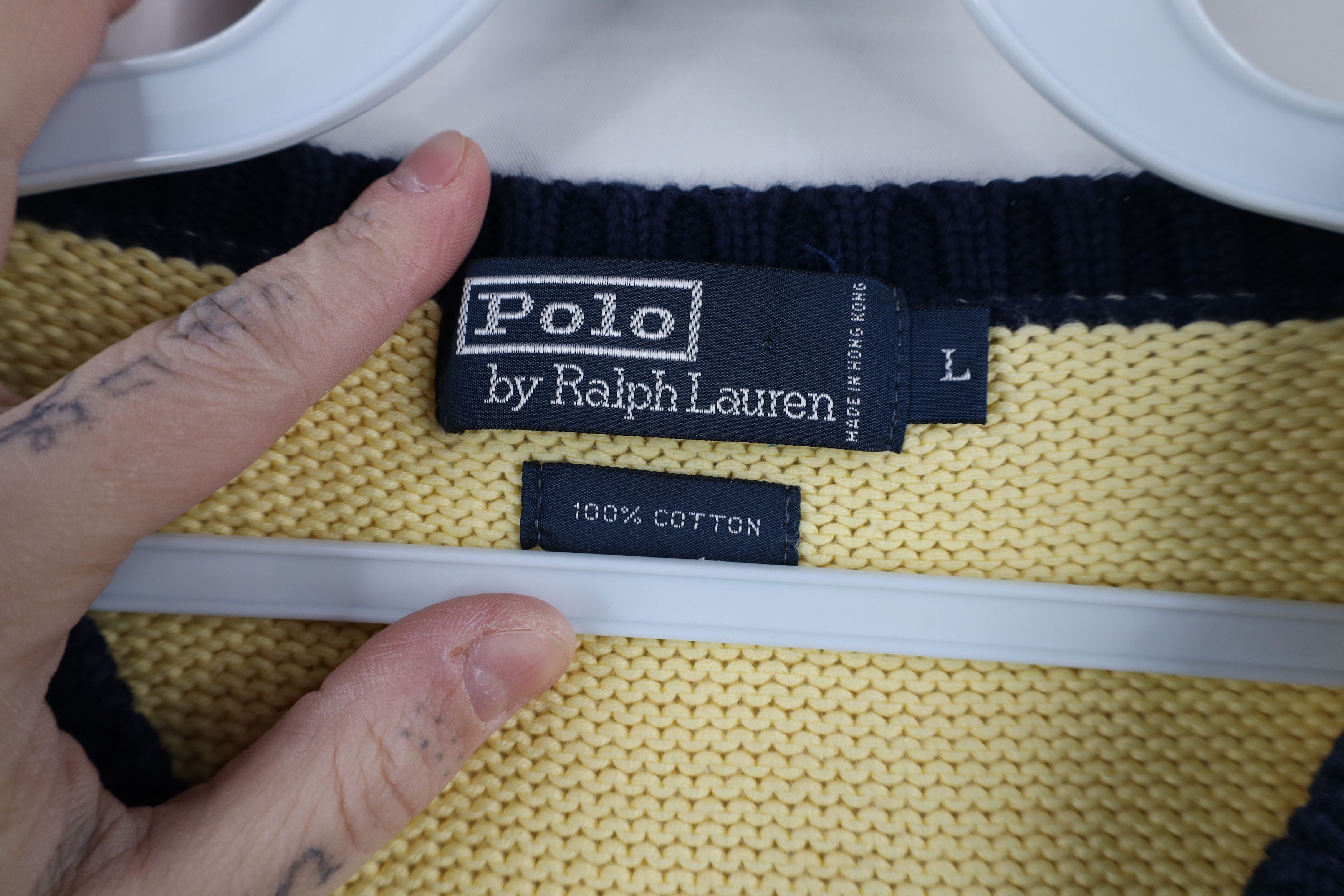 Ralph Lauren × Vintage Vintage 90s Ralph Lauren Knit V-Neck Sweater Vest Yellow Size US L / EU 52-54 / 3 - 8 Thumbnail