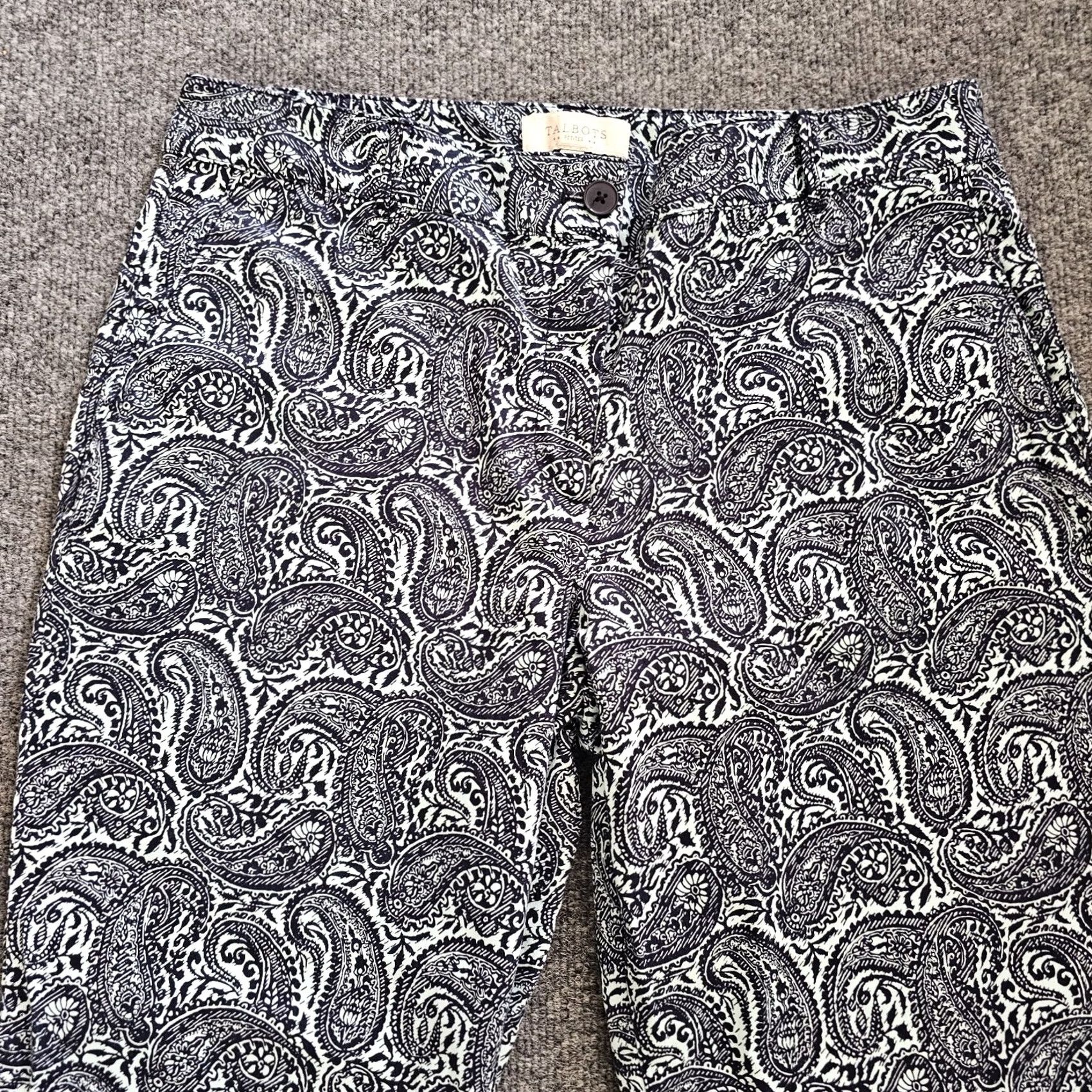 Talbots Talbots Pants Womens 12 Petite Blue Paisley Ankle Stretch Classic Casual Career Size 34" / US 12 / IT 48 - 2 Thumbnail