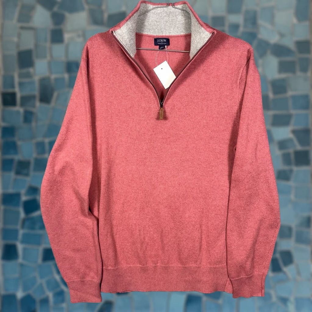 J.Crew J.Crew Half-Zip Sweater Men M Pink Pullover Cotton Ribbed Trim Long Sleeve BF091 Size US M / EU 48-50 / 2 - 1 Thumbnail