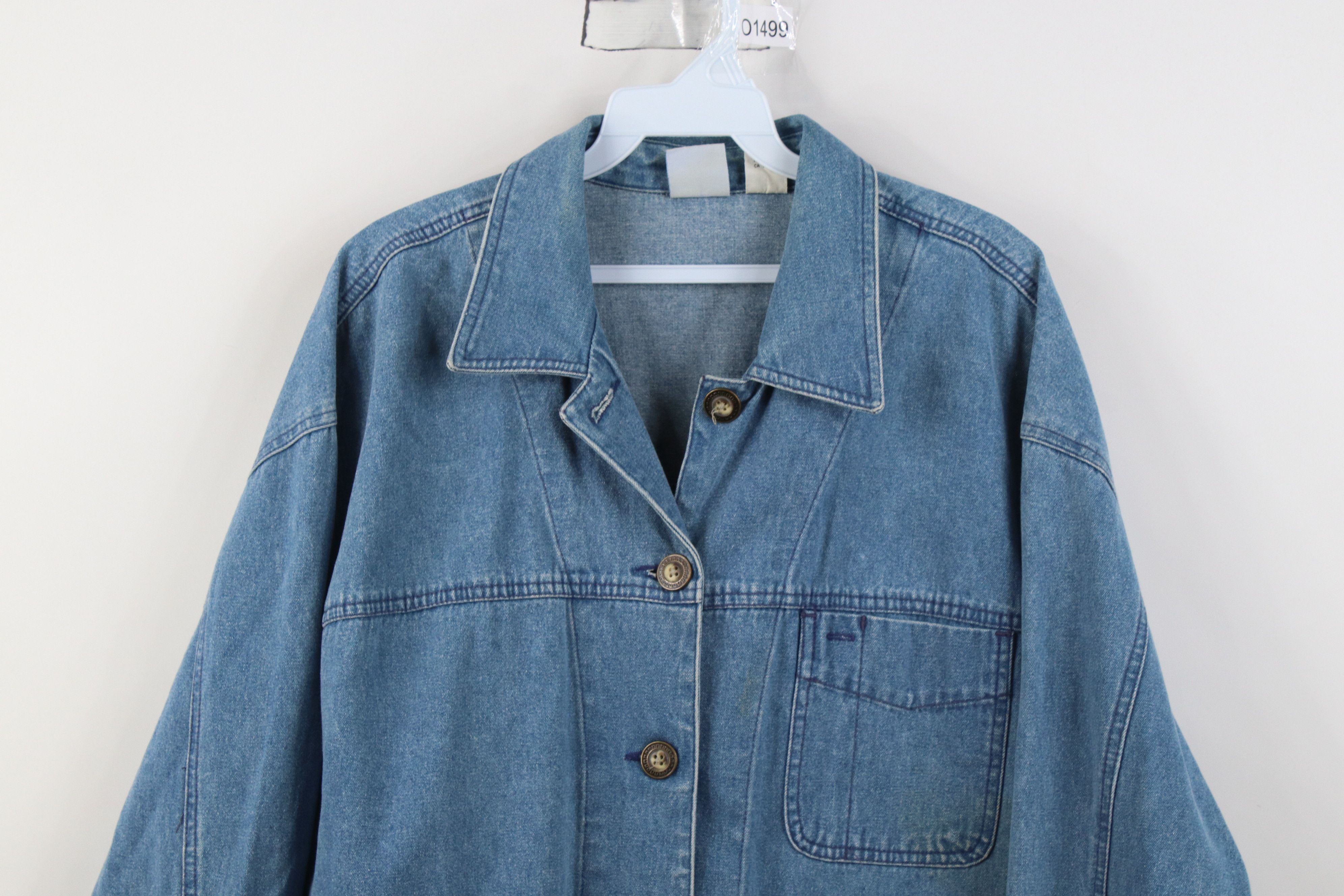 Vintage Vintage 90s Streetwear Distressed Denim Jean Chore Jacket Size M / US 6-8 / IT 42-44 - 2 Thumbnail