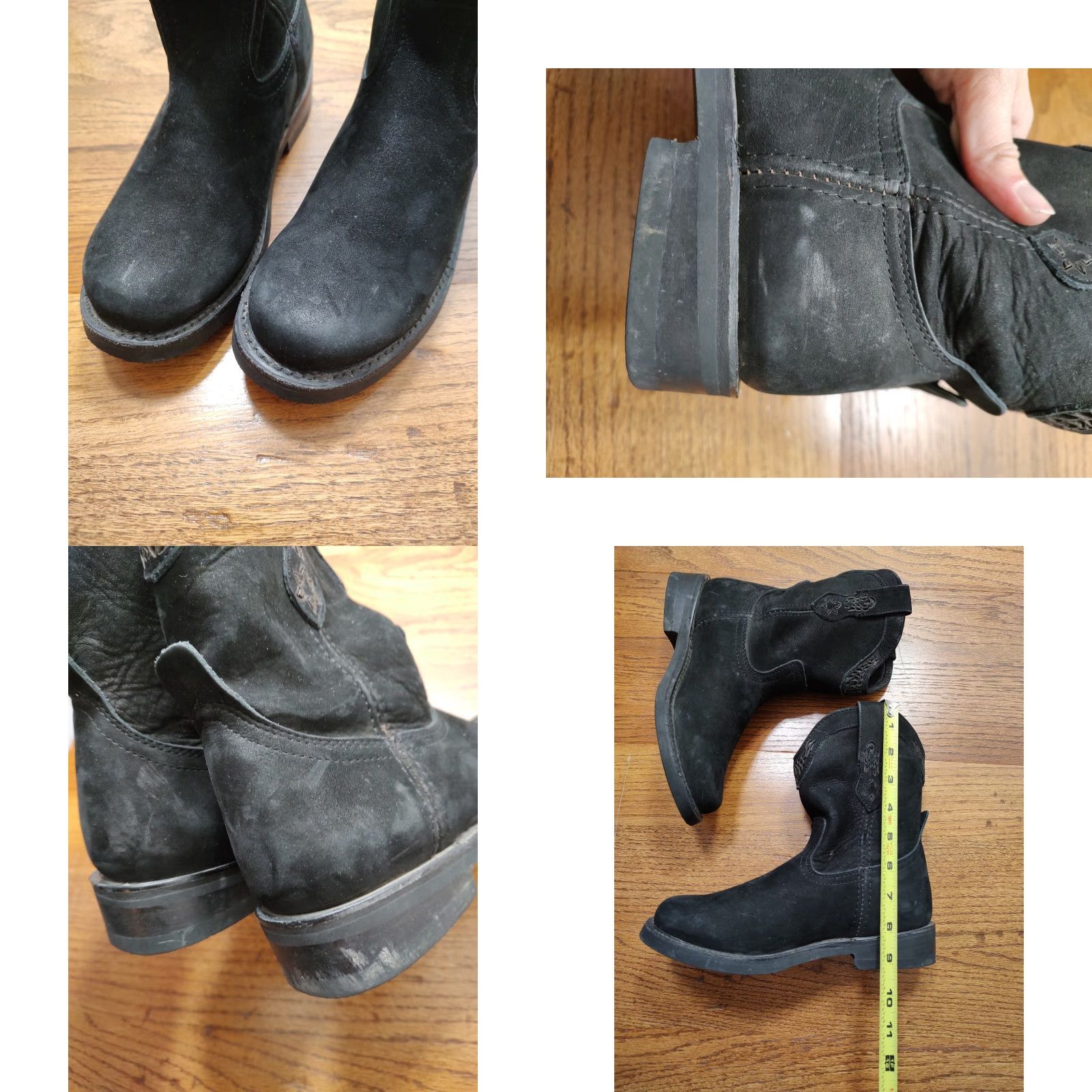 Vintage El General Boots Women's Black Suede US 7 Mex 24 Cowgirl Western Size US 7 / IT 37 - 8 Thumbnail