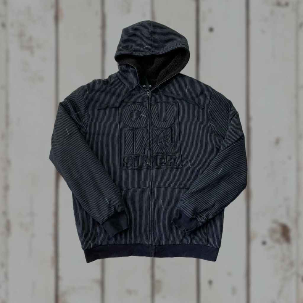 Quiksilver VINTAGE Quiksilver Hoodie Full Zip Men L Large Black Sherpa Lined Embroidered Logo 2000s Y2K Grunge Skate Size US L / EU 52-54 / 3 - 1 Thumbnail