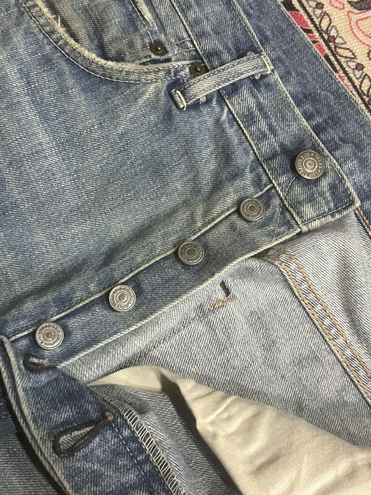 Levi's Vintage Clothing Levi’s LVC 501 Big E Repaired Blue Washed Selvedge Jeans Size US 34 / EU 50 - 7 Thumbnail