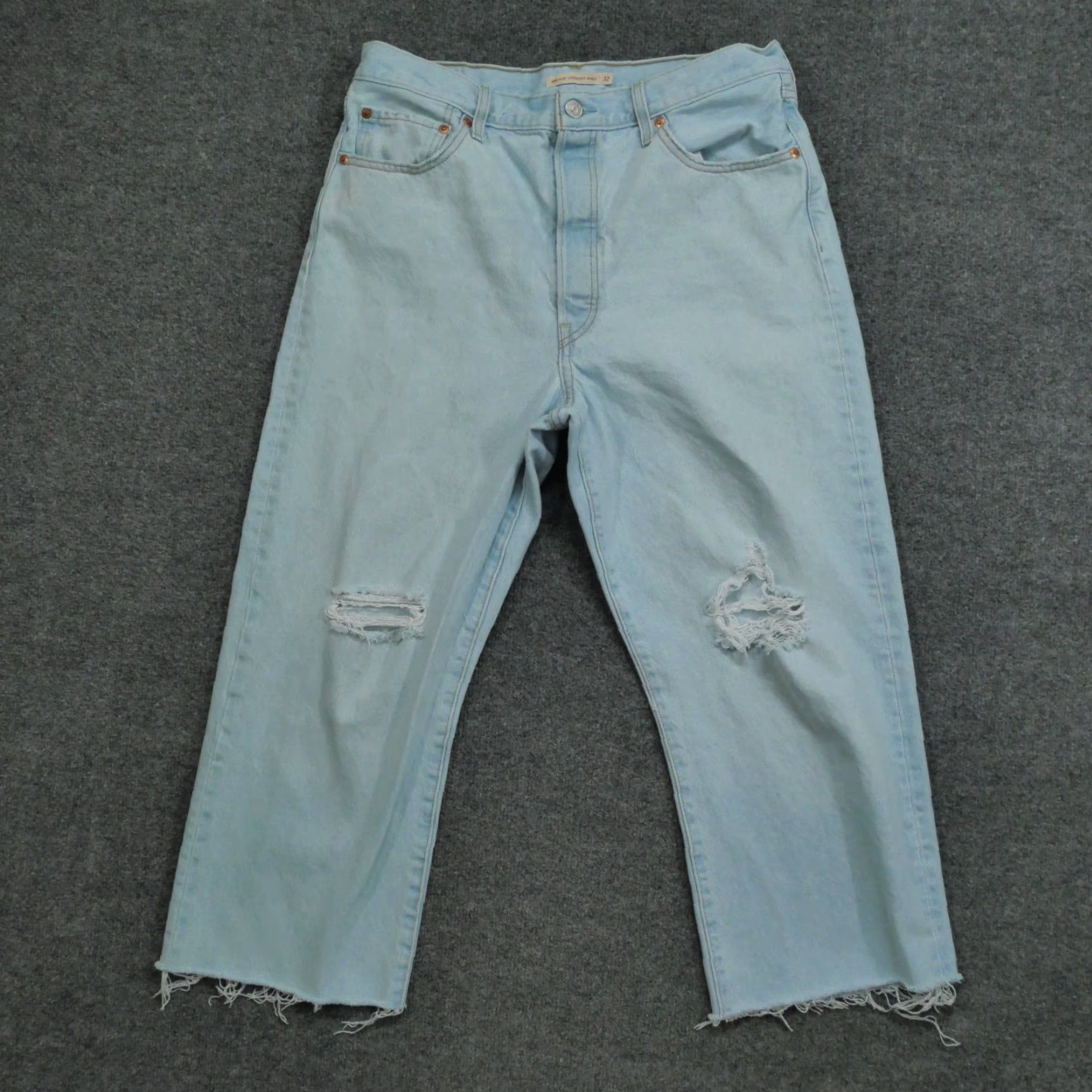 Levi's VINTAGE Levi's Jeans Women 32x27 Blue Distressed High Rise Relaxed Straight 5-Pocket Denim Pants Ladies Girls Mens Size 24" / US 00 / IT 34 - 2 Thumbnail