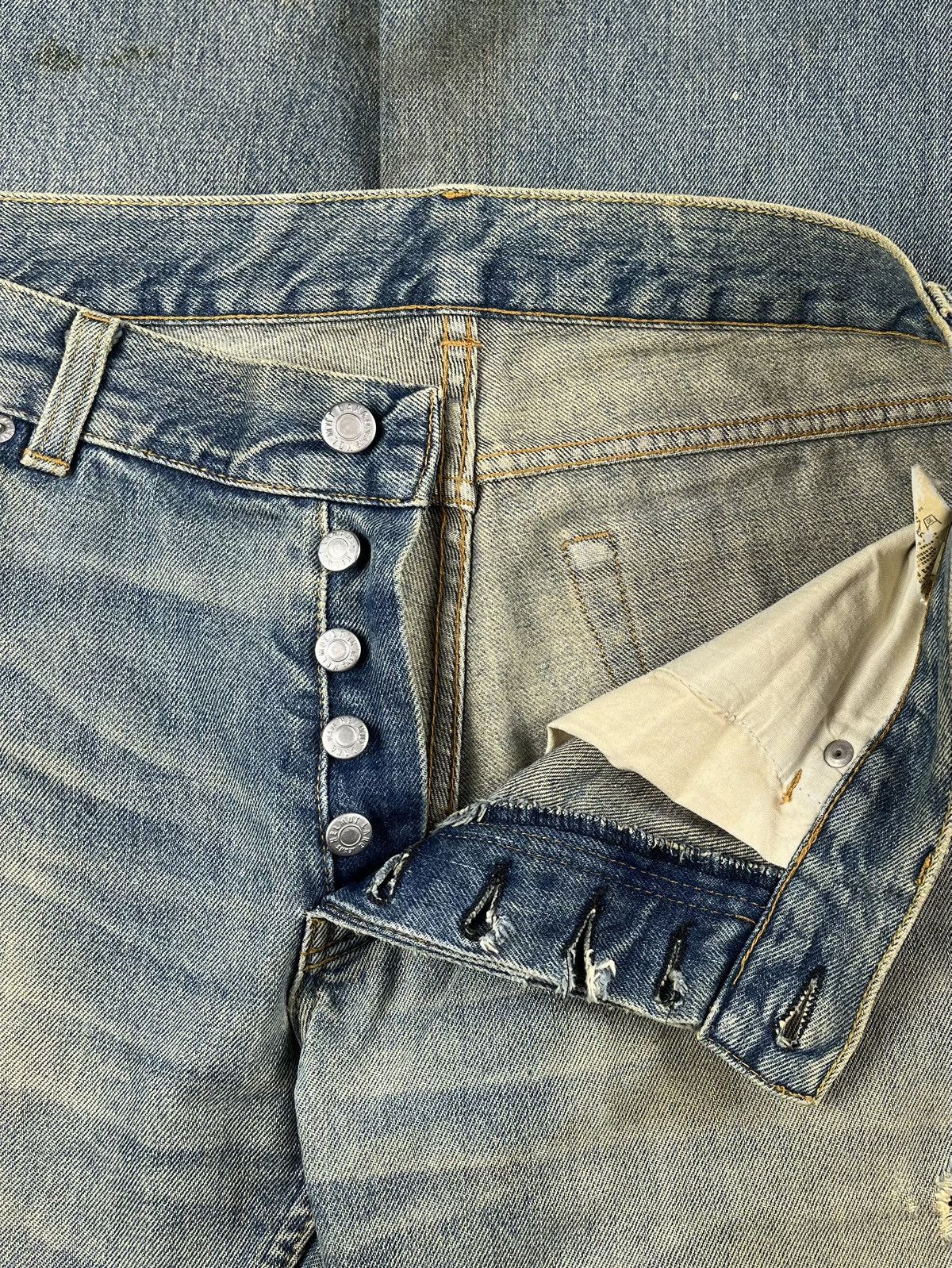 Helmut Lang AW99 Helmut Lang Thrashed Green Painter Denim Jeans Size US 32 / EU 48 - 12 Thumbnail