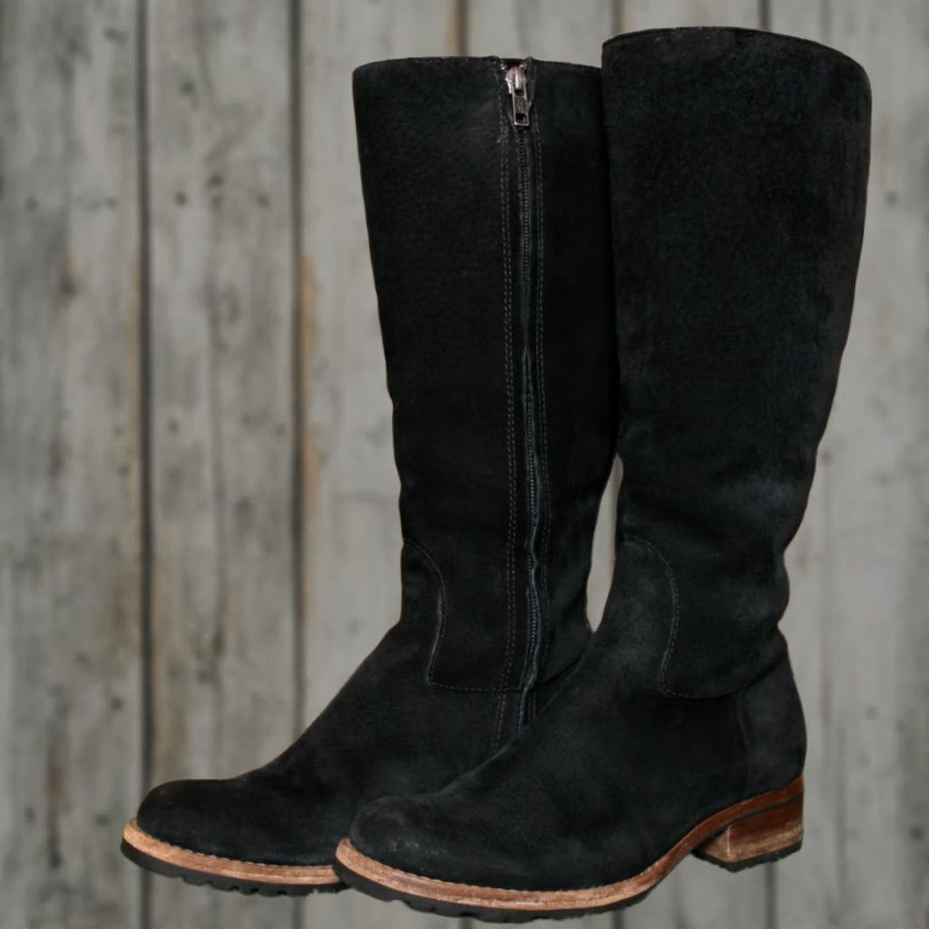 Ugg VINTAGE UGG Boot Knee High Suede 14" Broome Black Shearling Lined Sz 6 Womens Boots Size US 5 / IT 35 - 1 Thumbnail