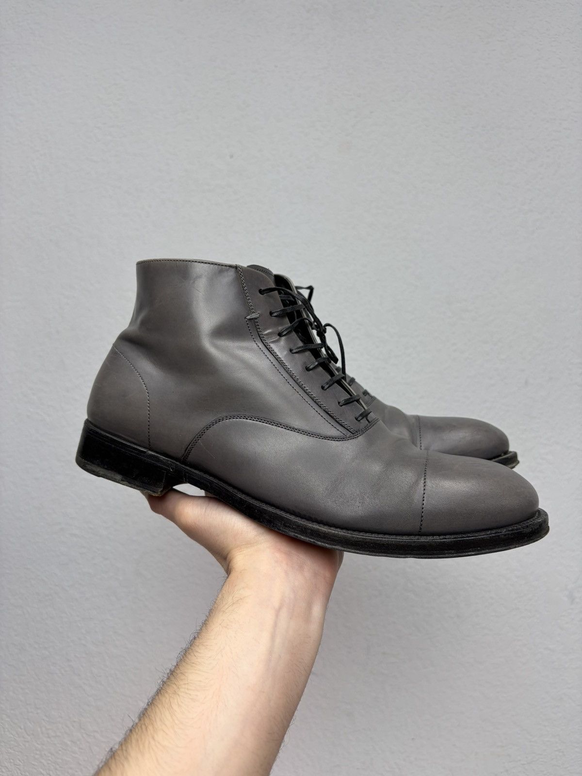 Salvatore Ferragamo Salvatore Feragamo Classic Distressed Leather Black Boots Size US 9.5 / EU 42-43 - 5 Thumbnail