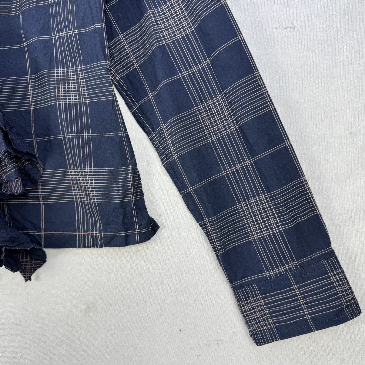 Issey Miyake Vintage Issey Miyake Ruffle Collar Check Blouse Jacket Size S / US 4 / IT 40 - 3 Thumbnail