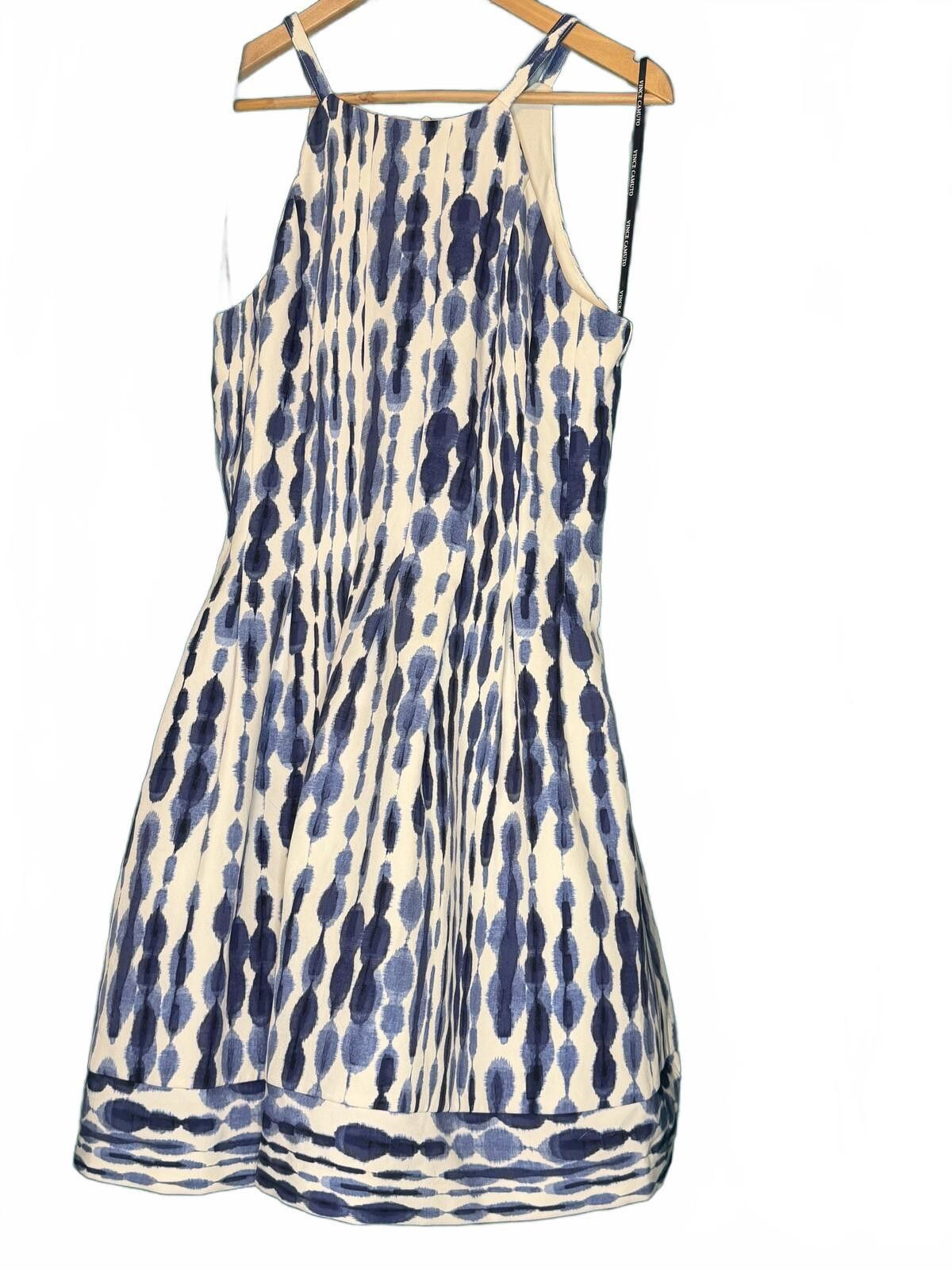 vince camuto printed halter fit & flare dress Blue Dyed Mini Size 10 Sleeveless maxi dress