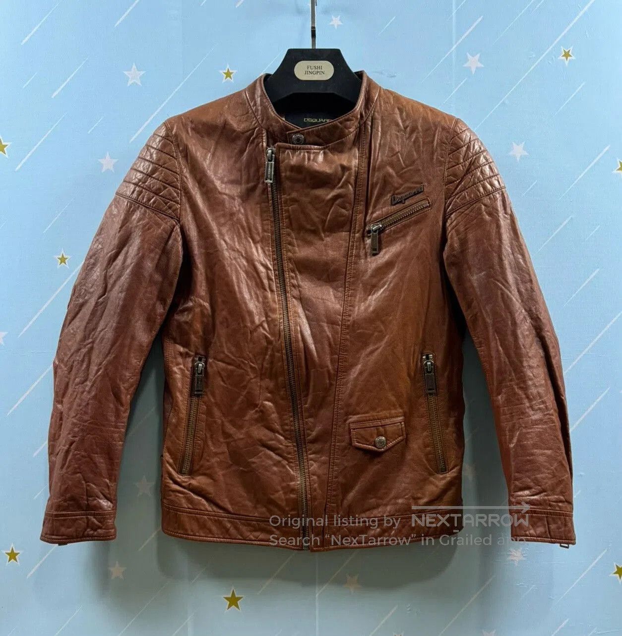 Stylish Brown Leather Biker Jacket.