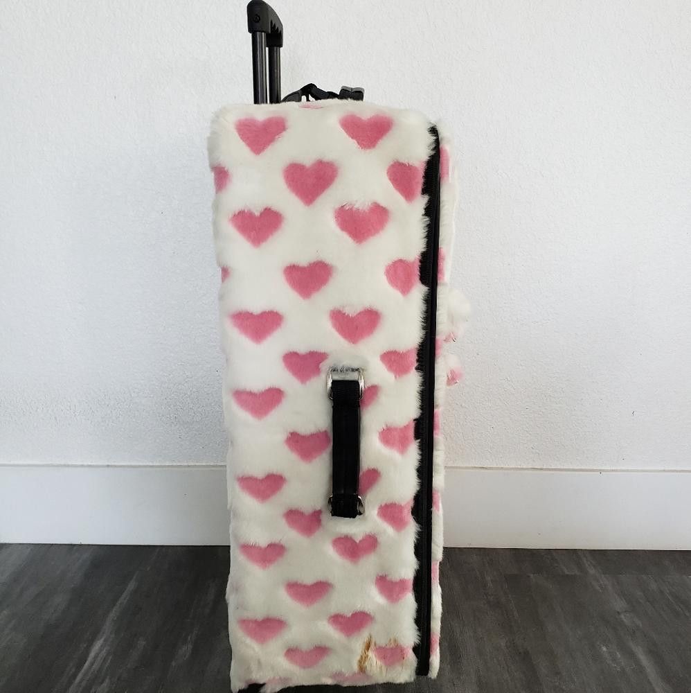 Designer White Pink Faith Knight Faux Fur L Luggage Size ONE SIZE - 2 Thumbnail